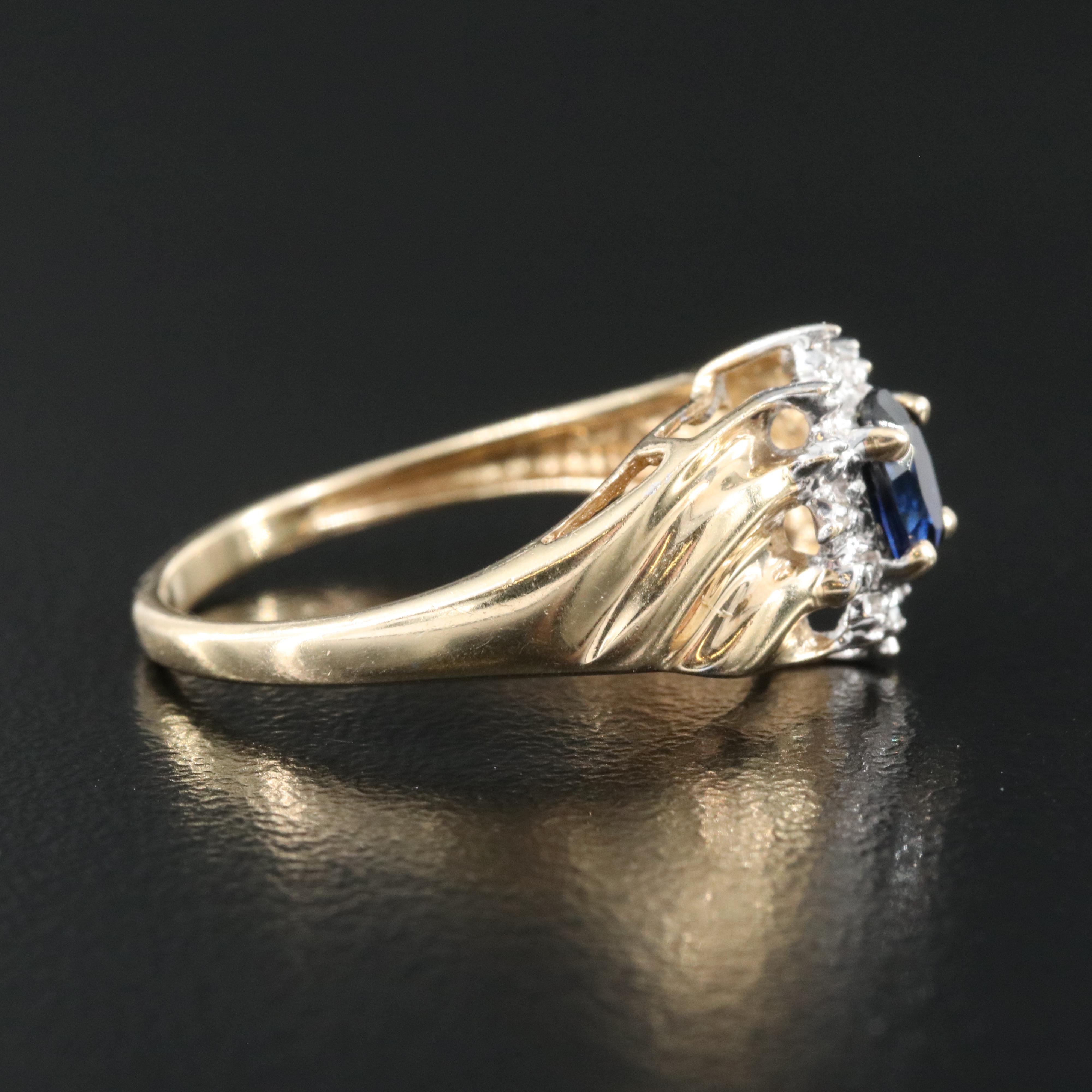 10K Sapphire and Diamond Ring