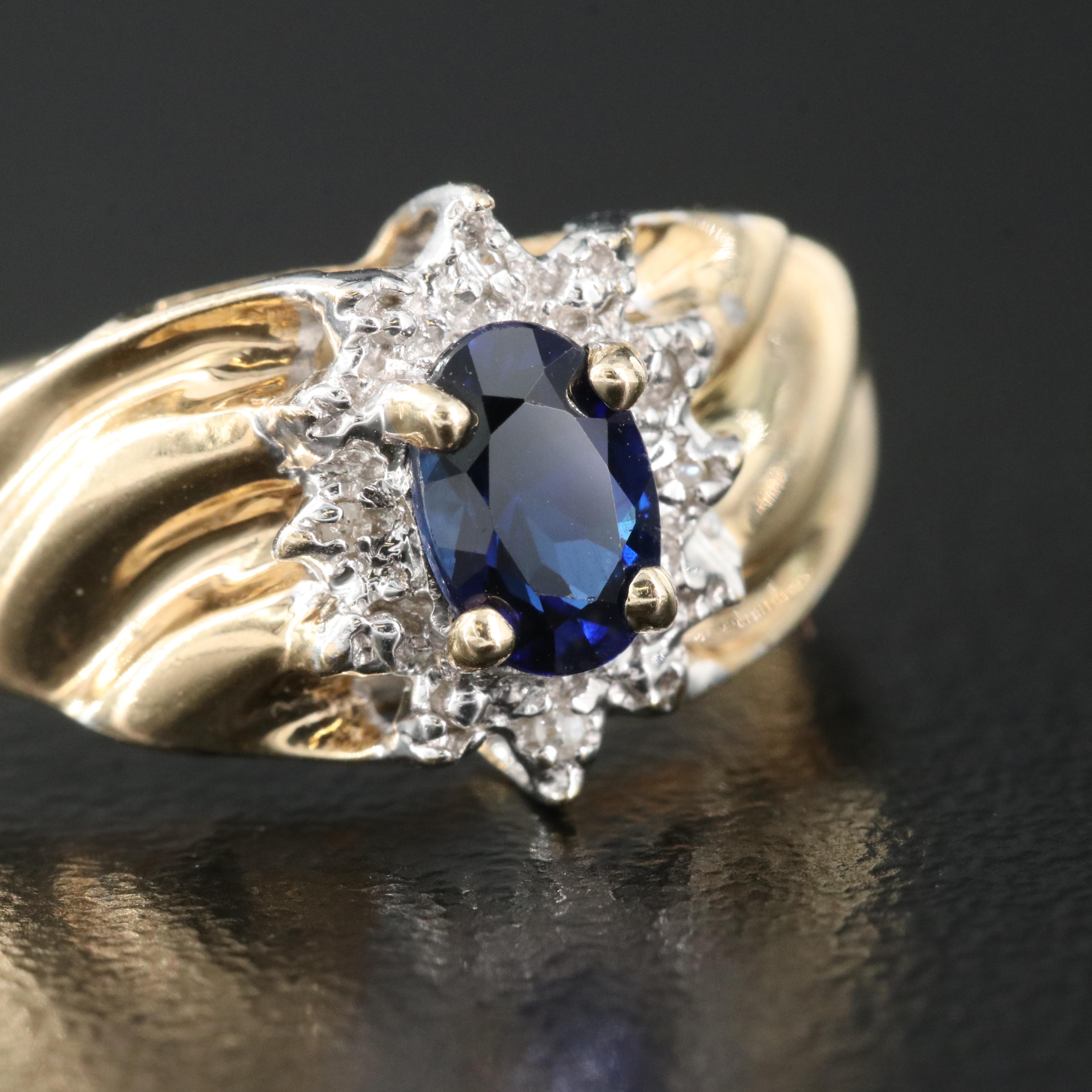 10K Sapphire and Diamond Ring