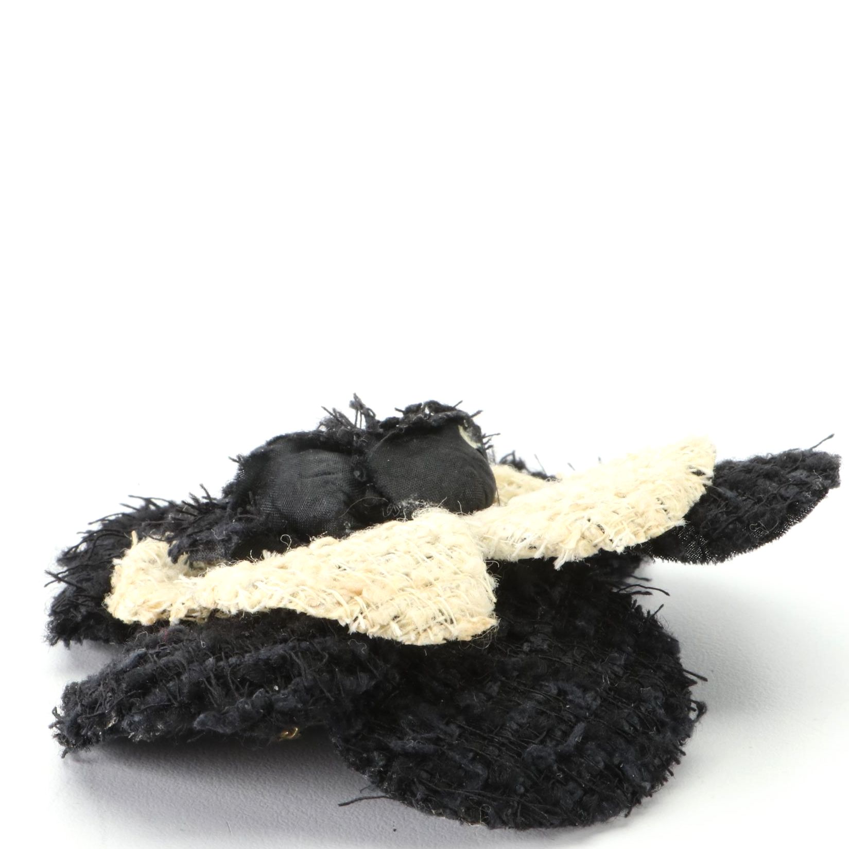 Chanel Camellia Tweed Flower Brooch with Box