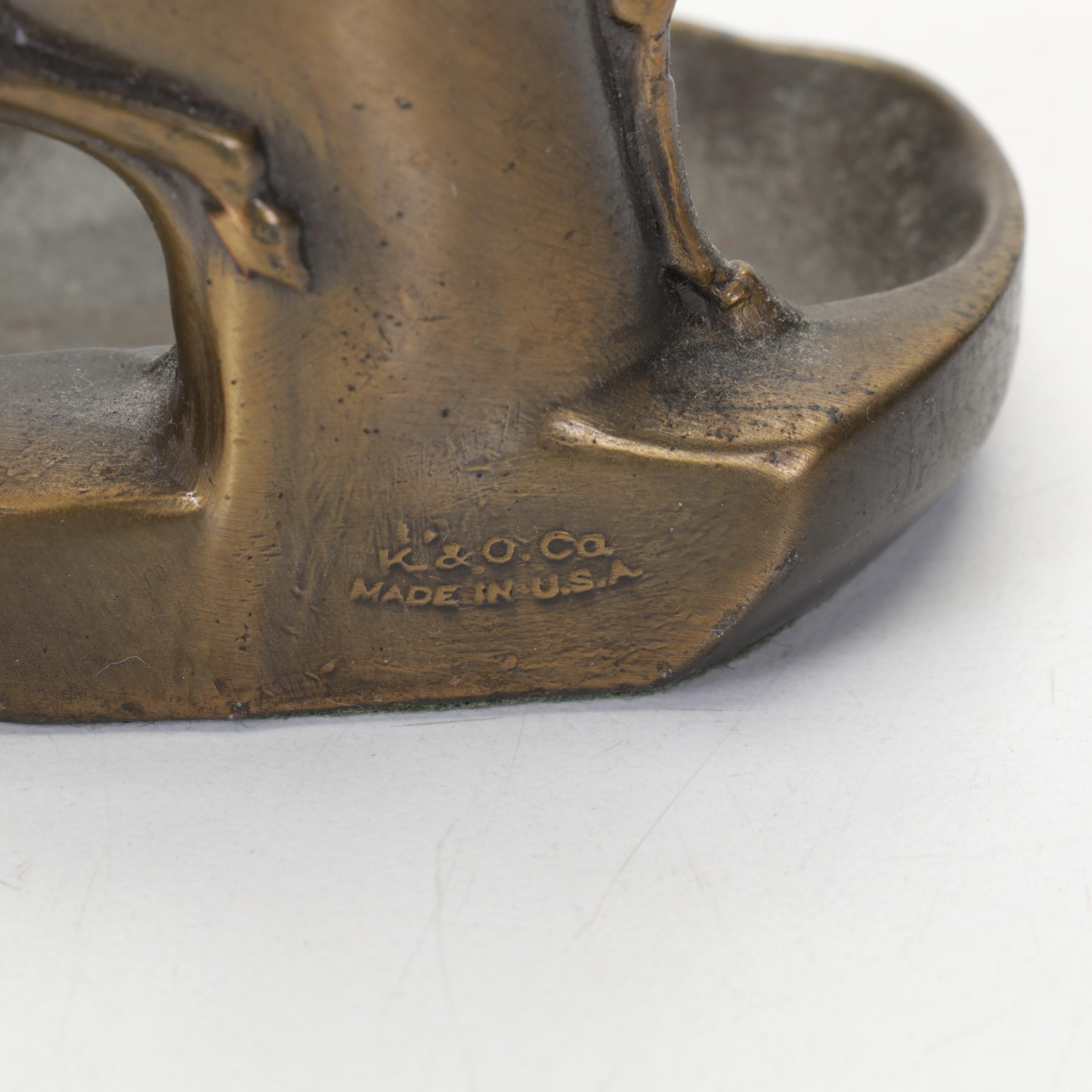 Kronheim & Oldenbusch Bronze Horse Ashtray,  Green Banded Calcite Desk Décor