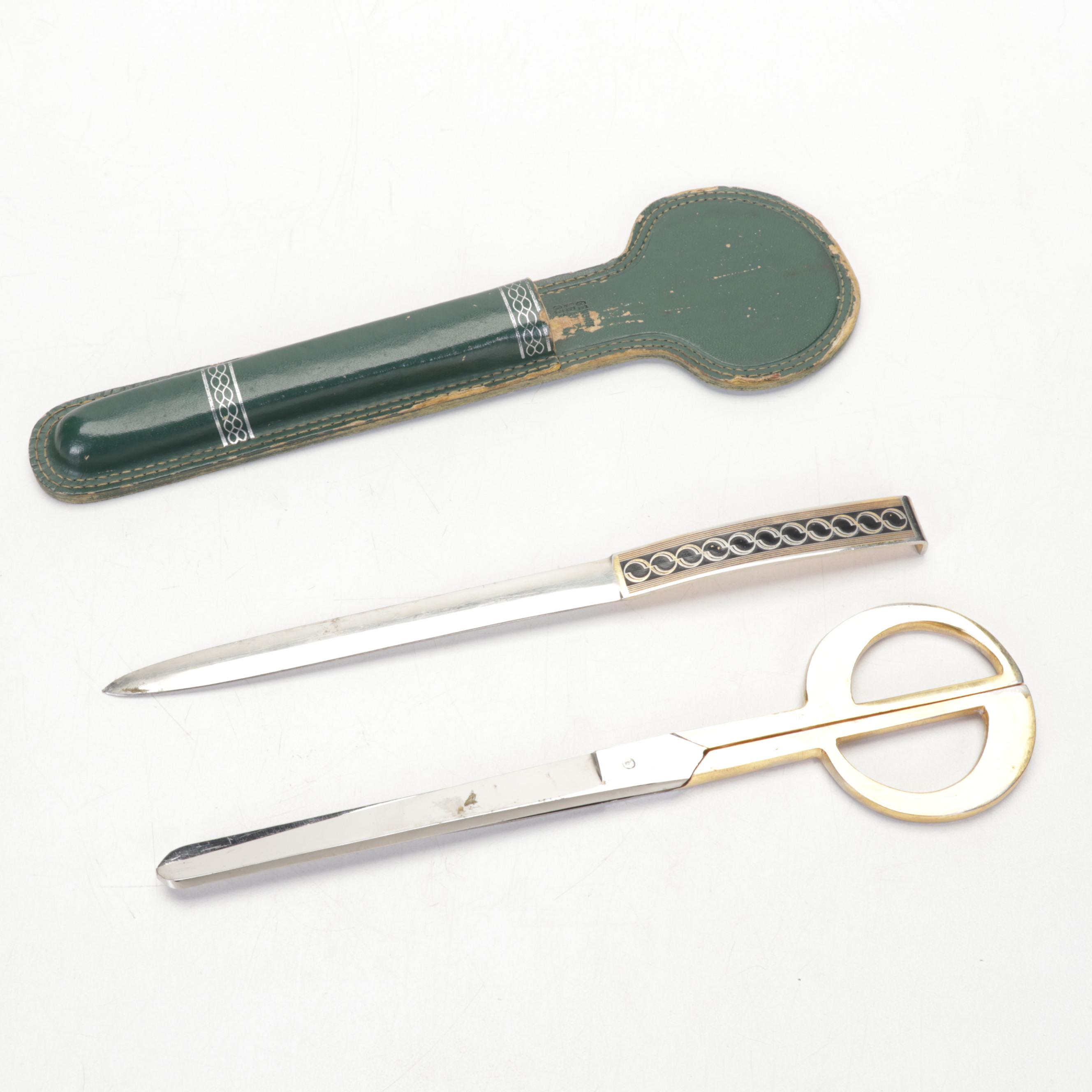 Kronheim & Oldenbusch Bronze Horse Ashtray,  Green Banded Calcite Desk Décor