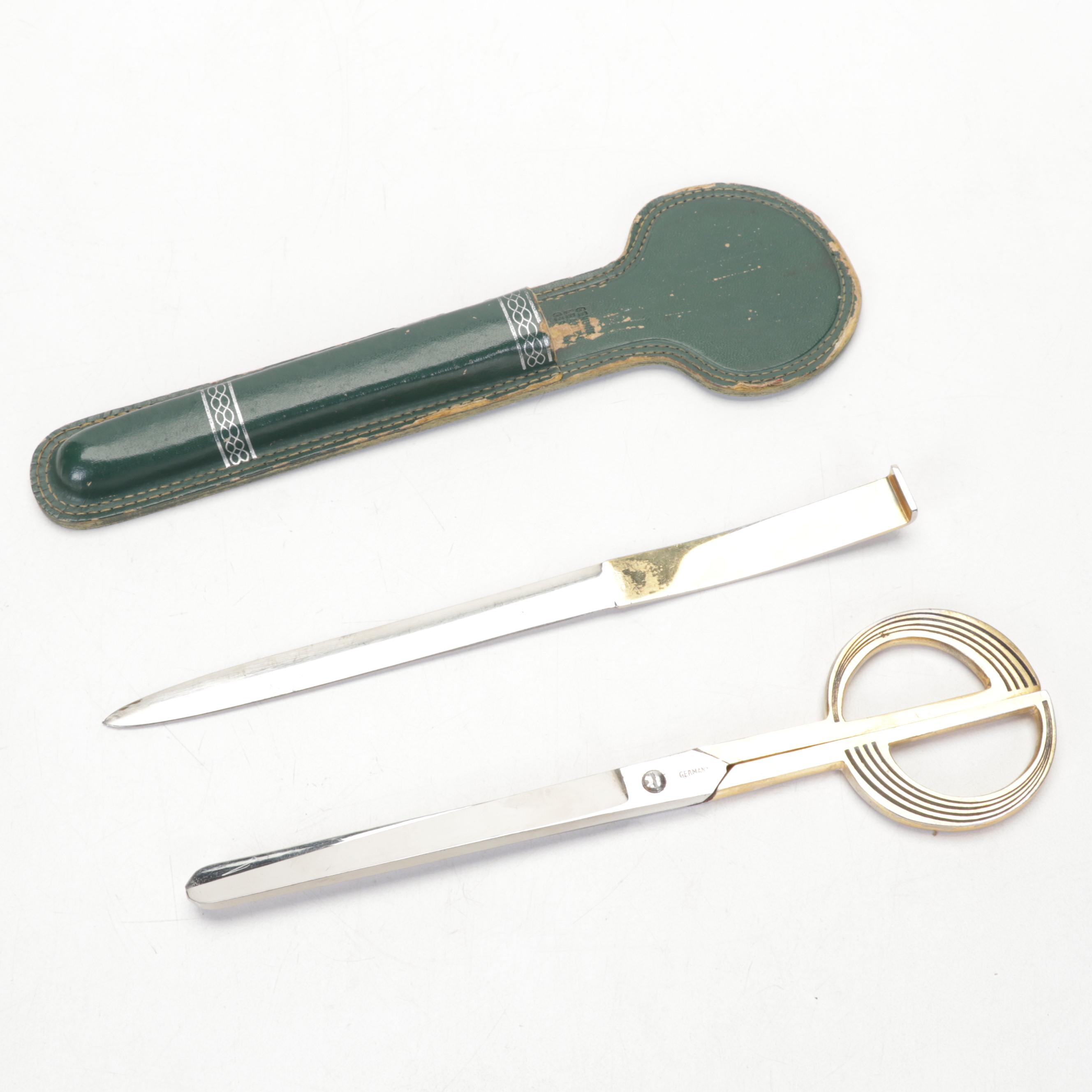 Kronheim & Oldenbusch Bronze Horse Ashtray,  Green Banded Calcite Desk Décor