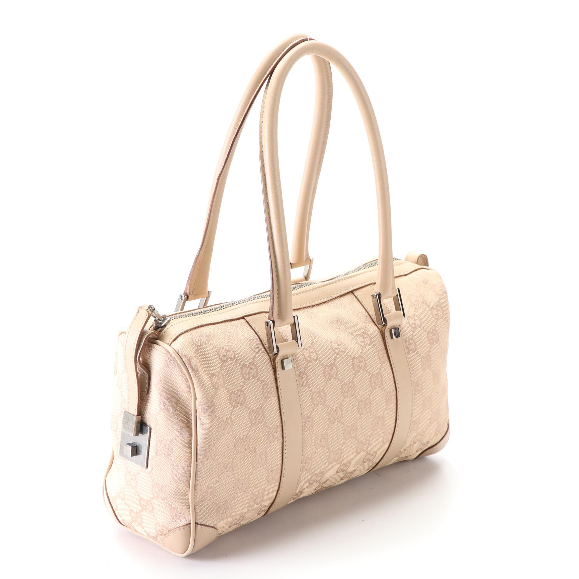 Gucci Boston Bag in GG Canvas and Leather