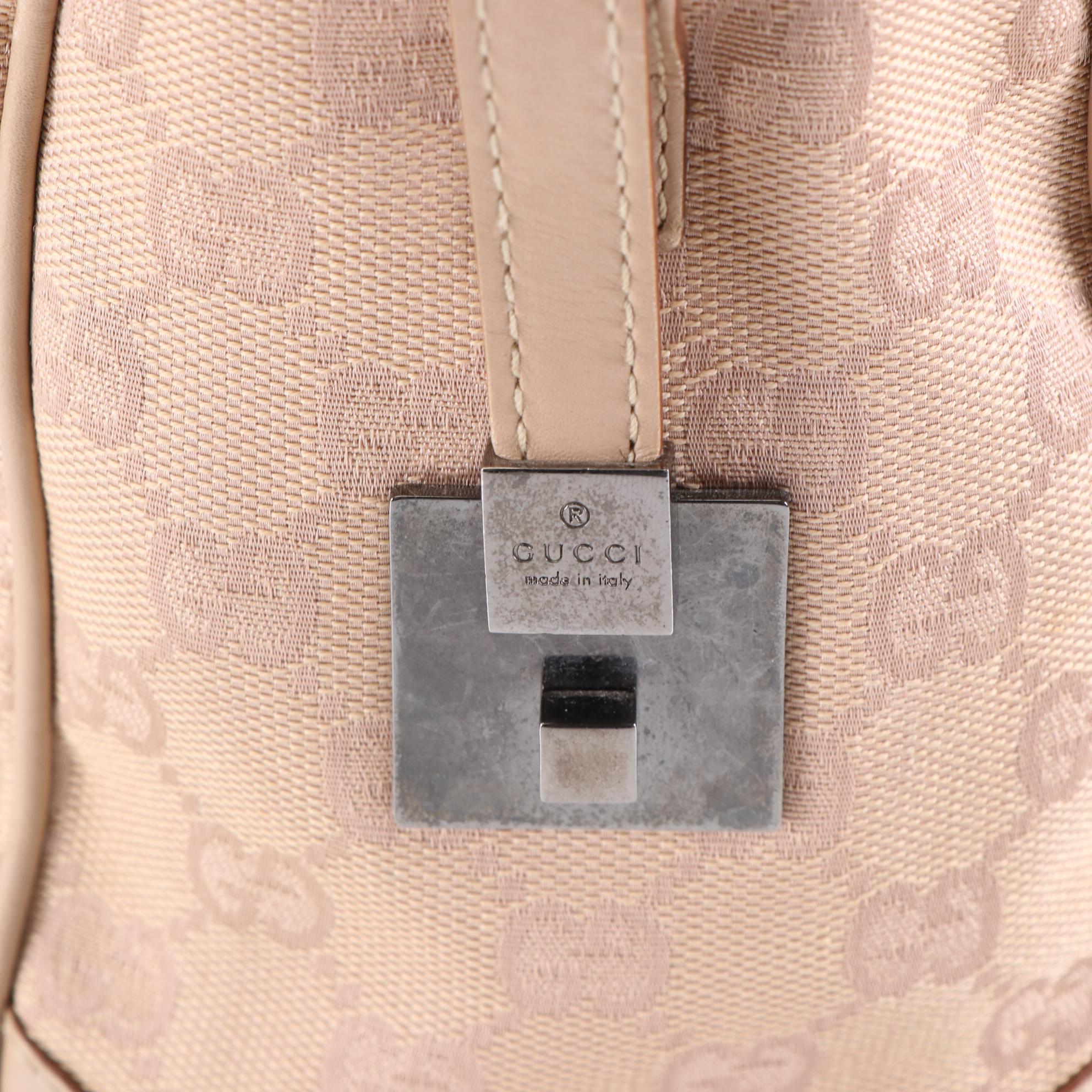 Gucci Boston Bag in GG Canvas and Leather