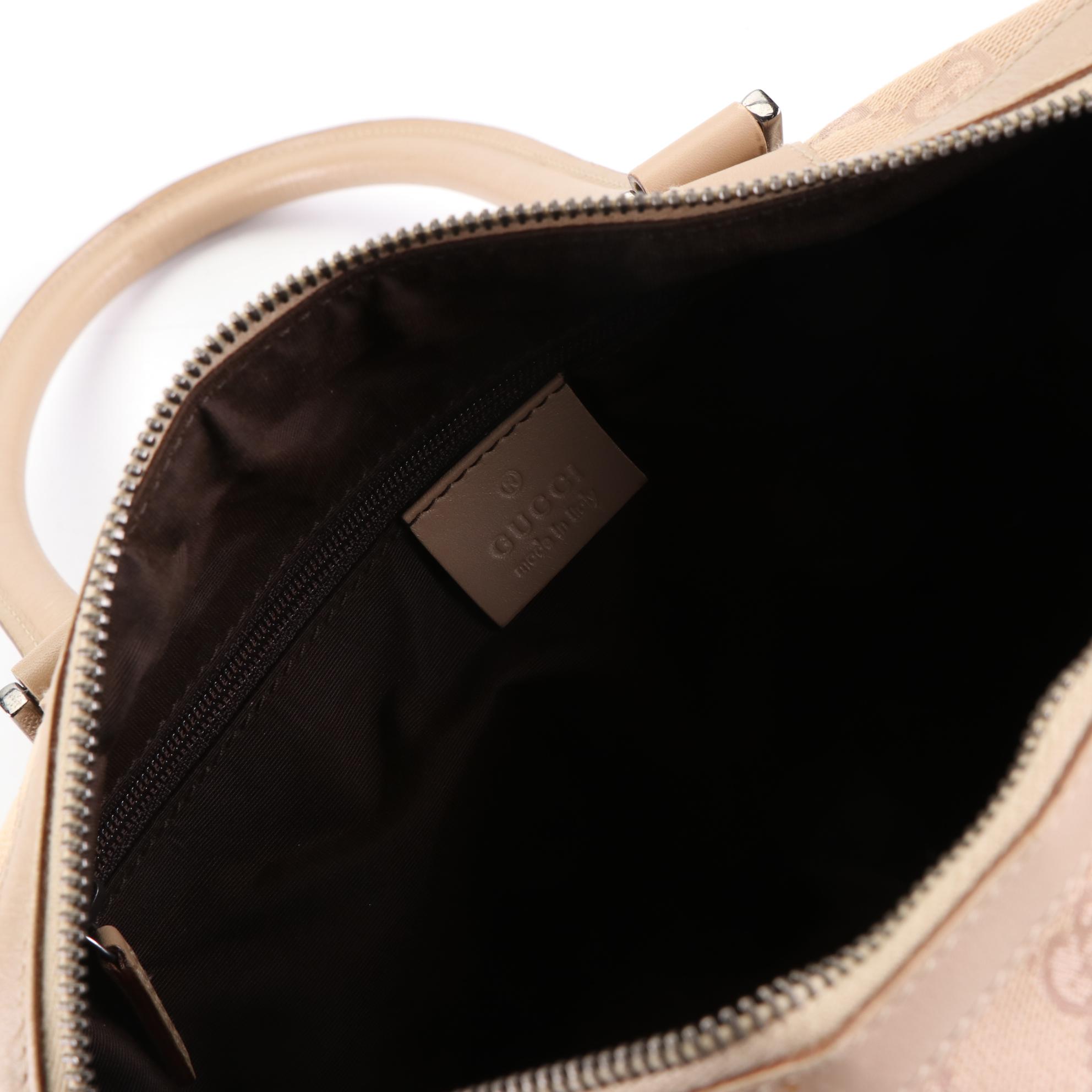 Gucci Boston Bag in GG Canvas and Leather