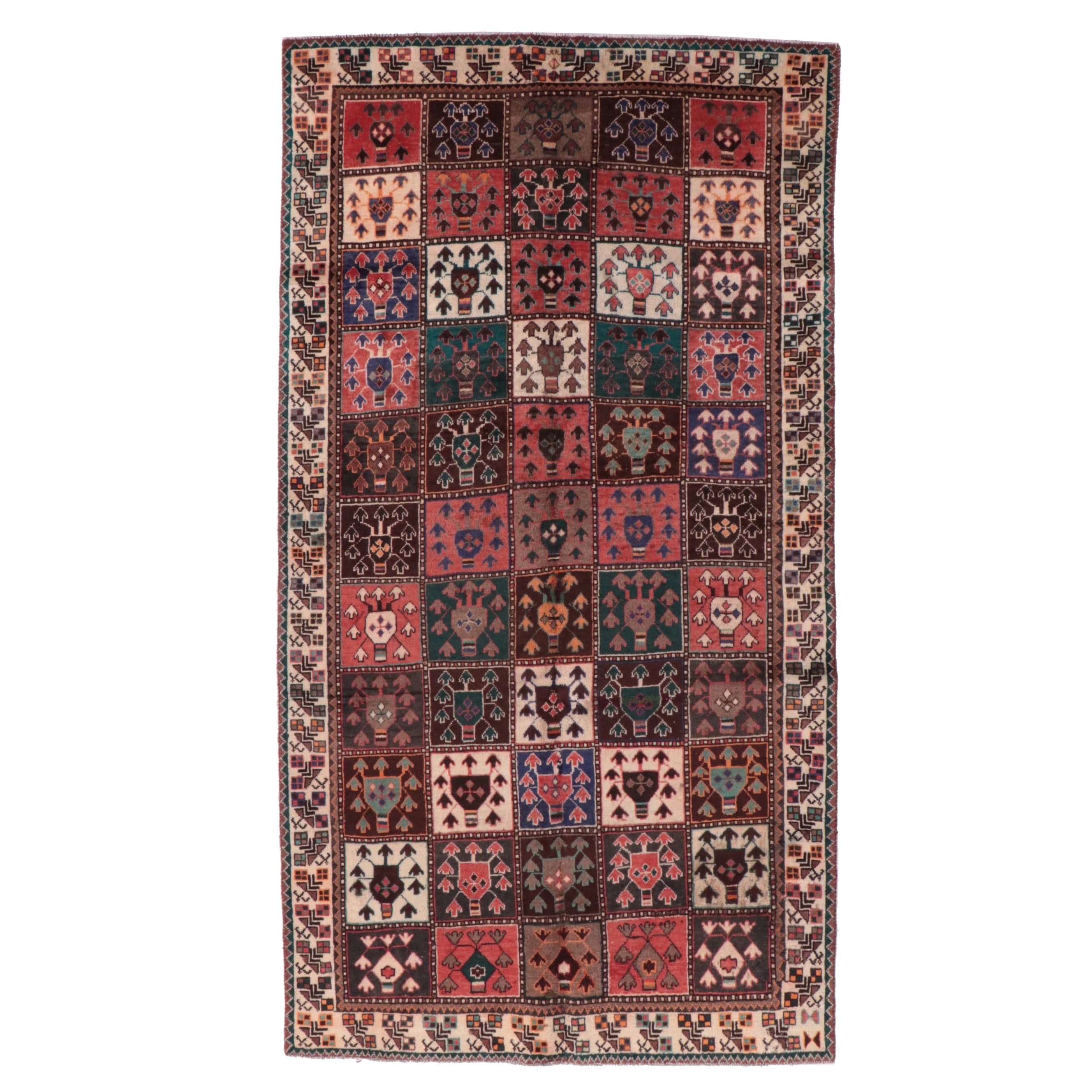 4'11 x 9'1 Hand-Knotted Persian Bakhtiari Garden Panel Area Rug