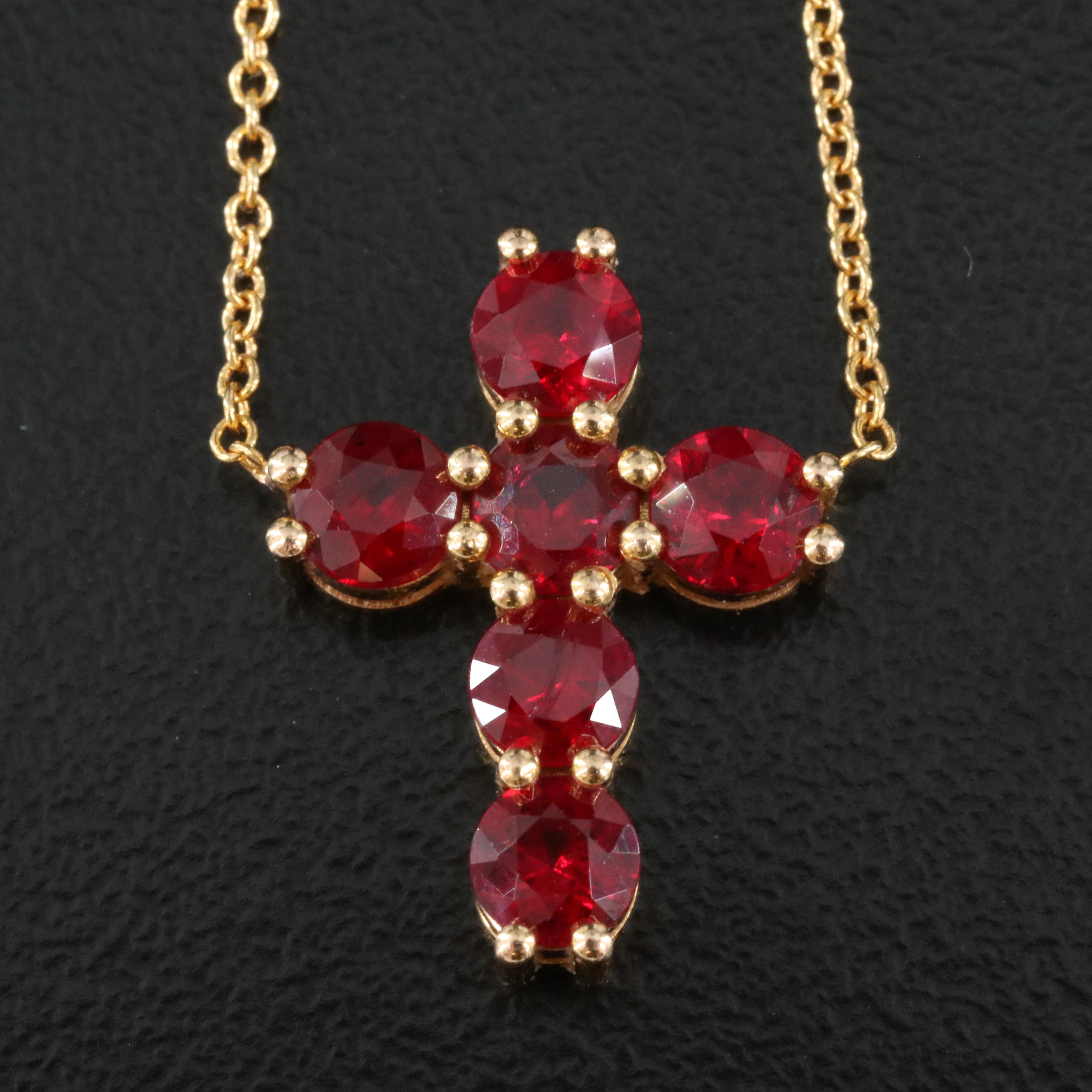 18K Ruby Cross Necklace