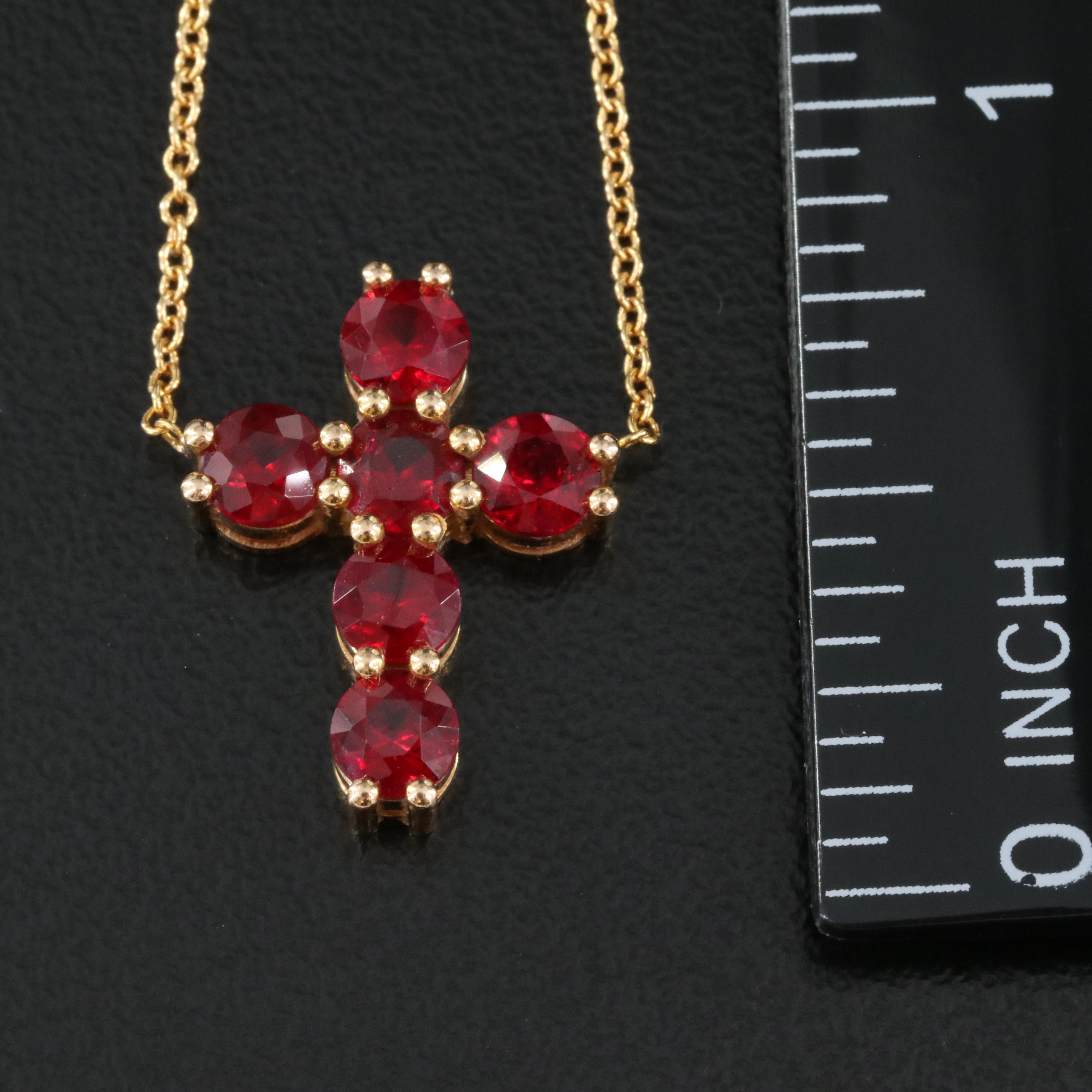 18K Ruby Cross Necklace