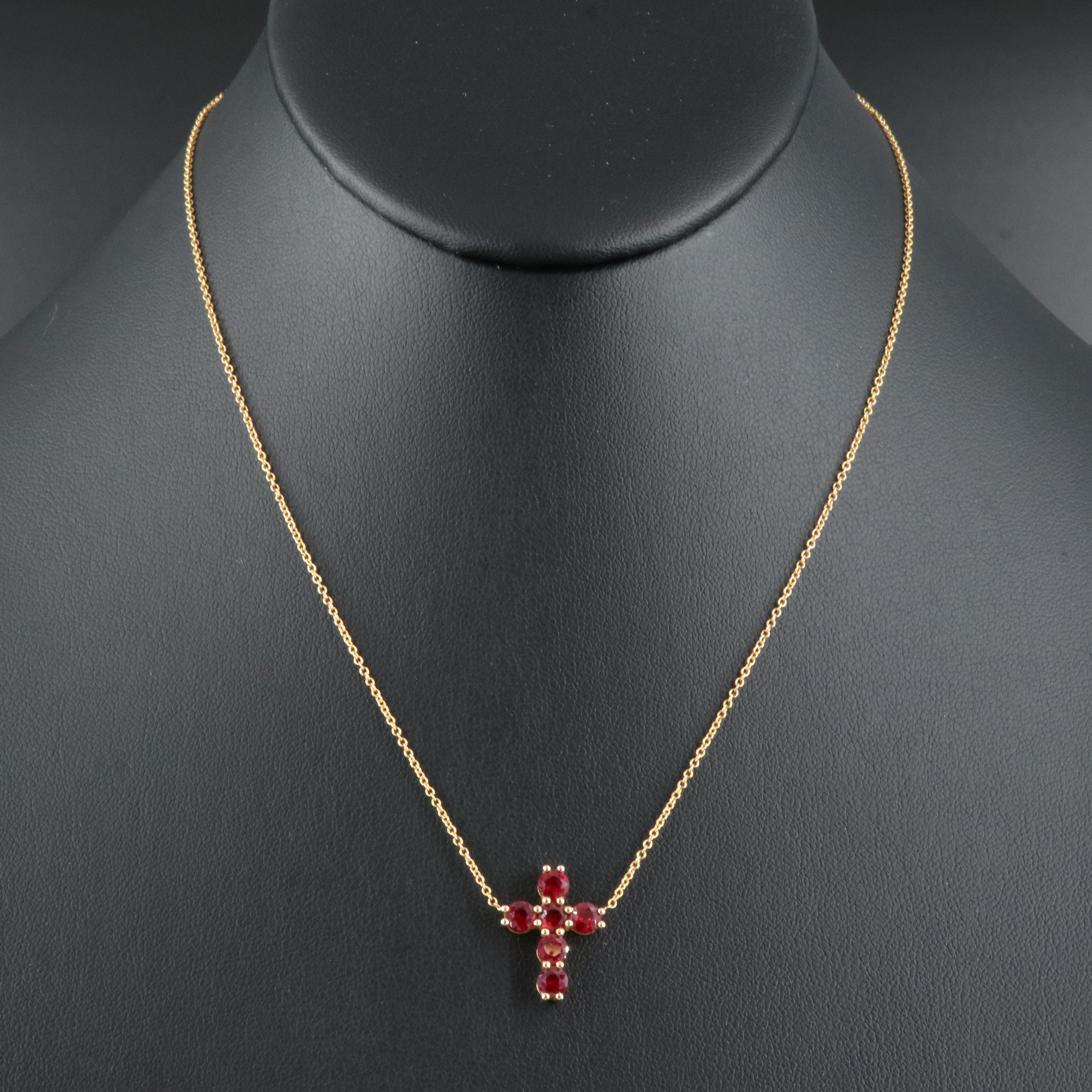 18K Ruby Cross Necklace