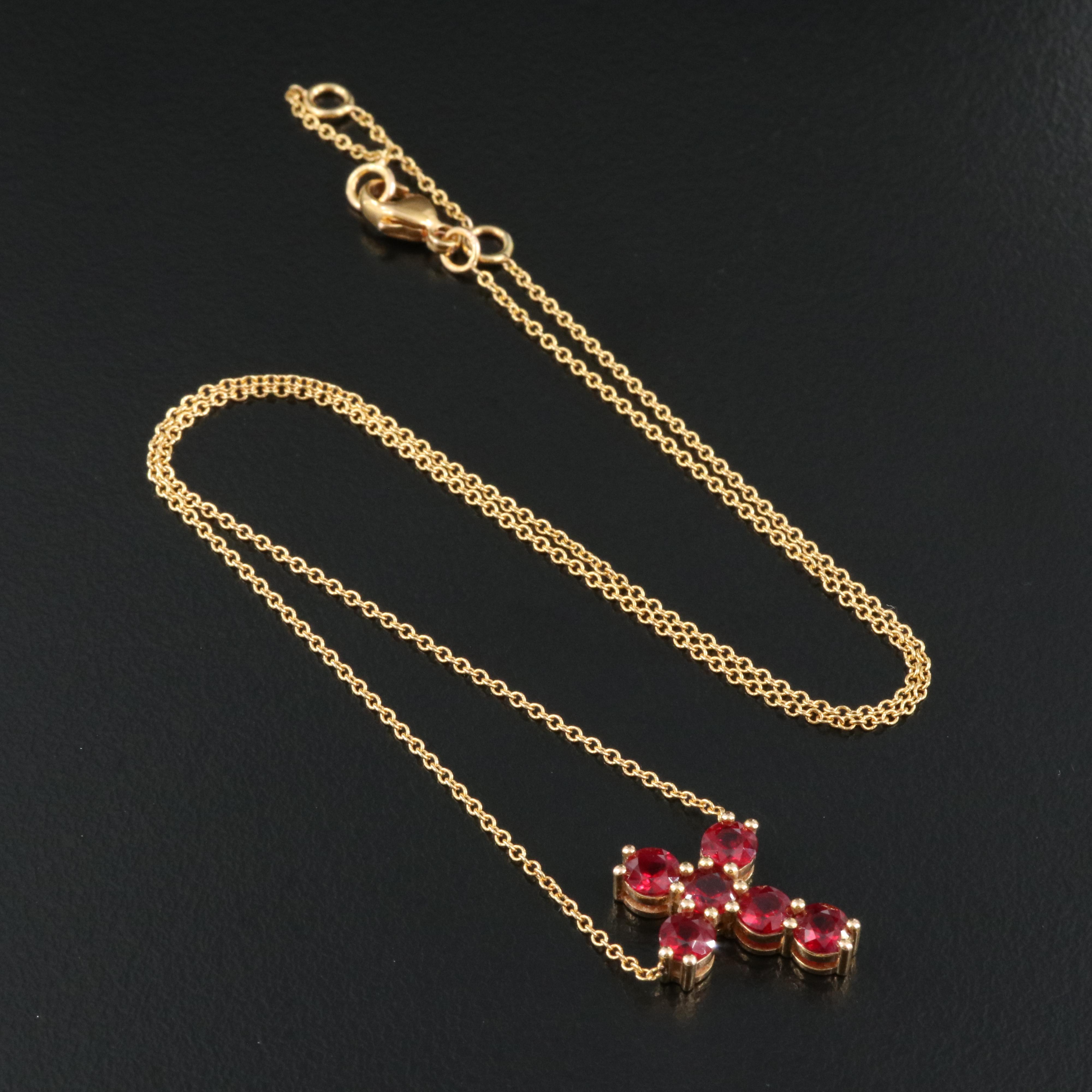 18K Ruby Cross Necklace