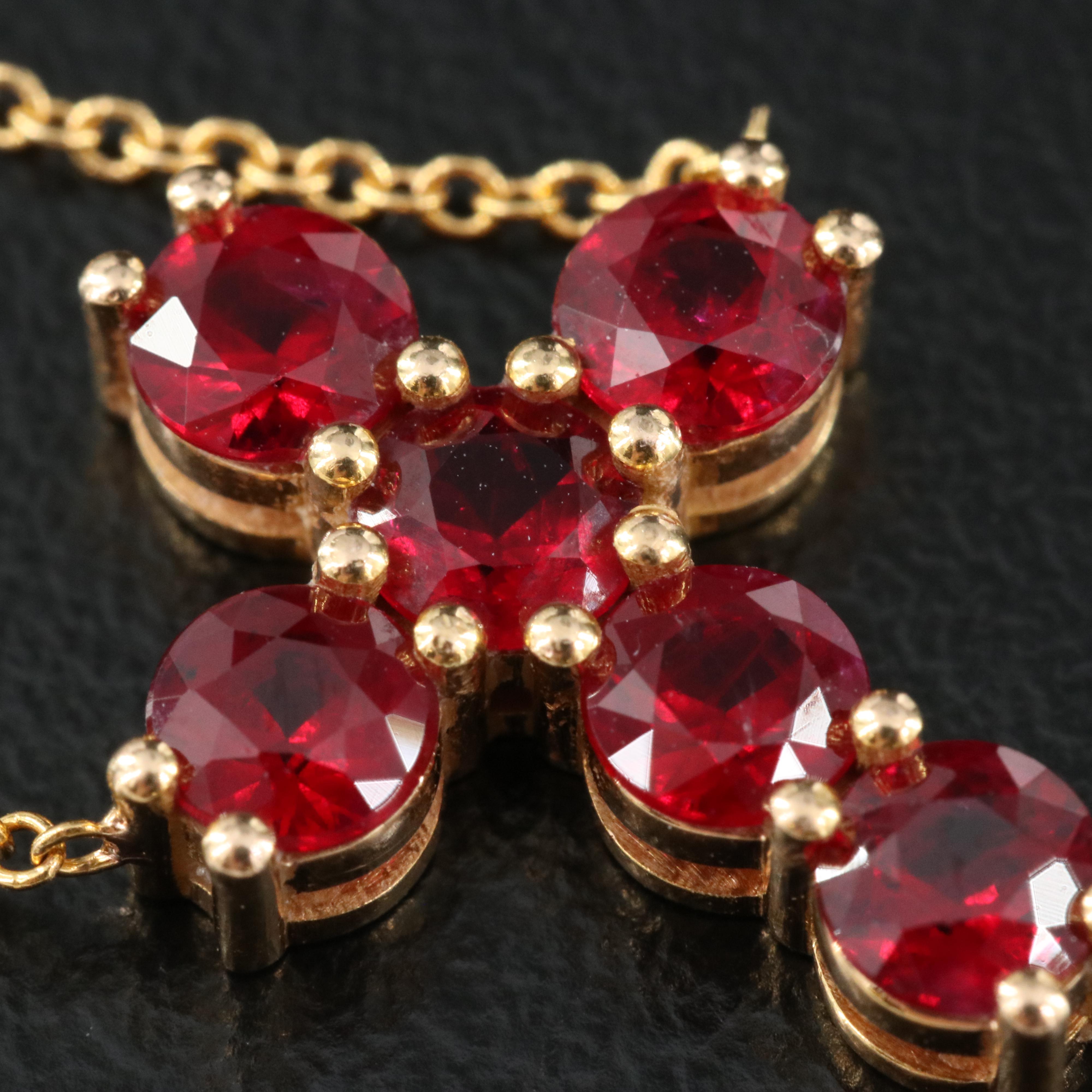18K Ruby Cross Necklace
