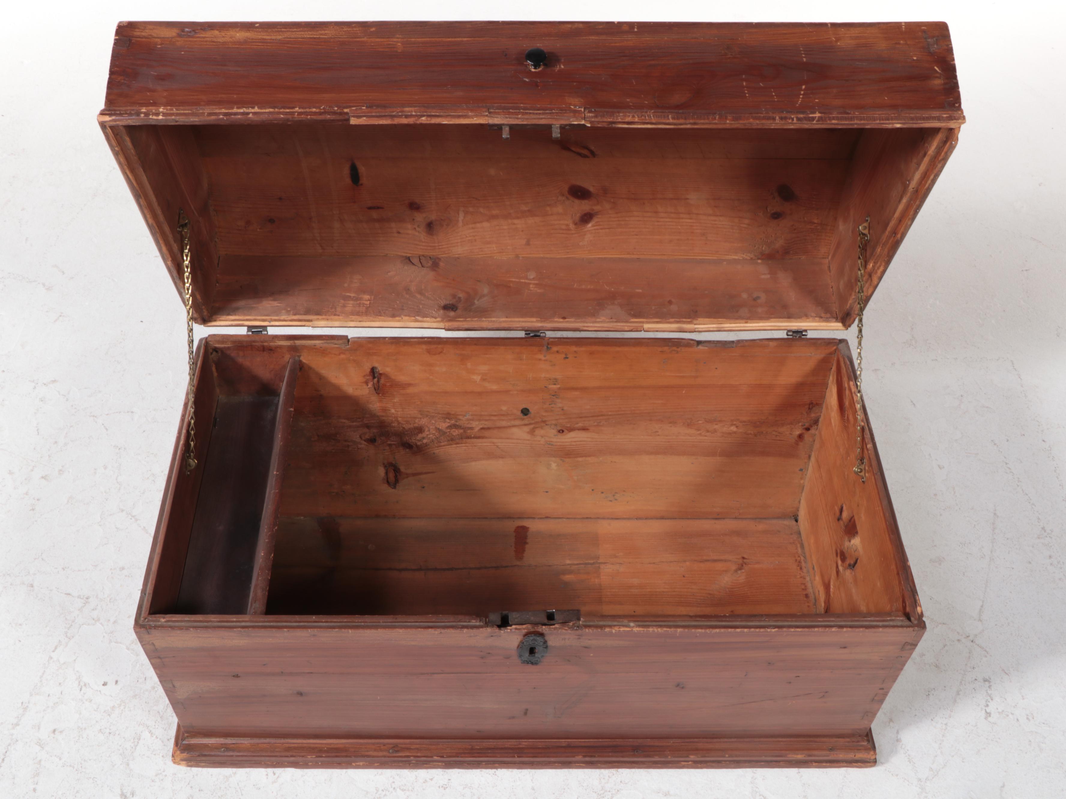 Grain-Painted Pine Dome-Top Chest, 19th Century