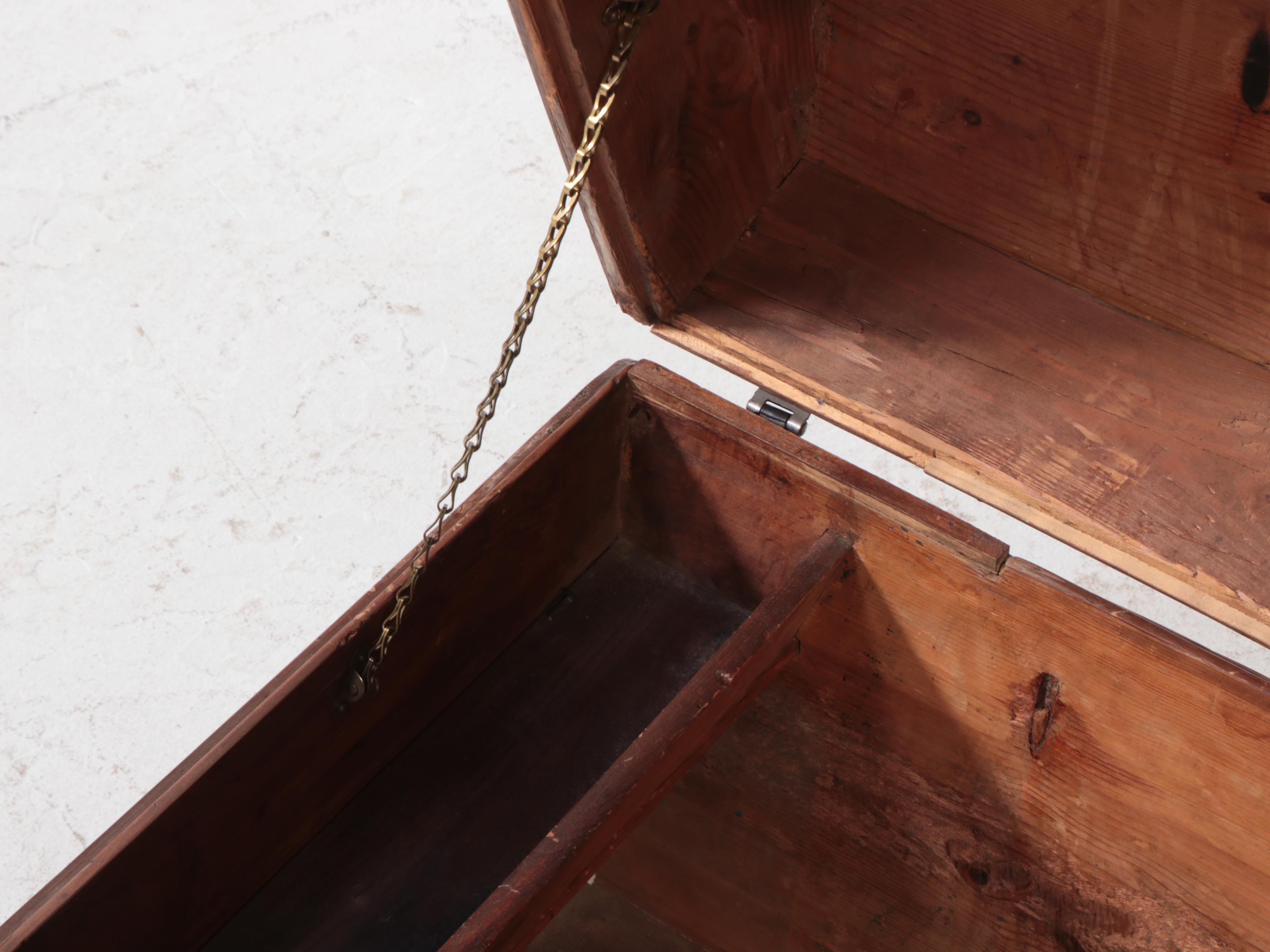 Grain-Painted Pine Dome-Top Chest, 19th Century