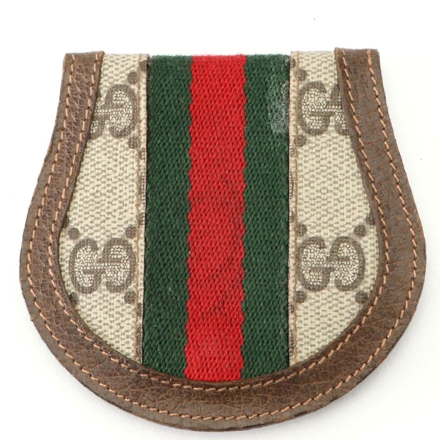 Gucci Accessory Collection Coin Pouch in GG Supreme Canvas and Web Trim