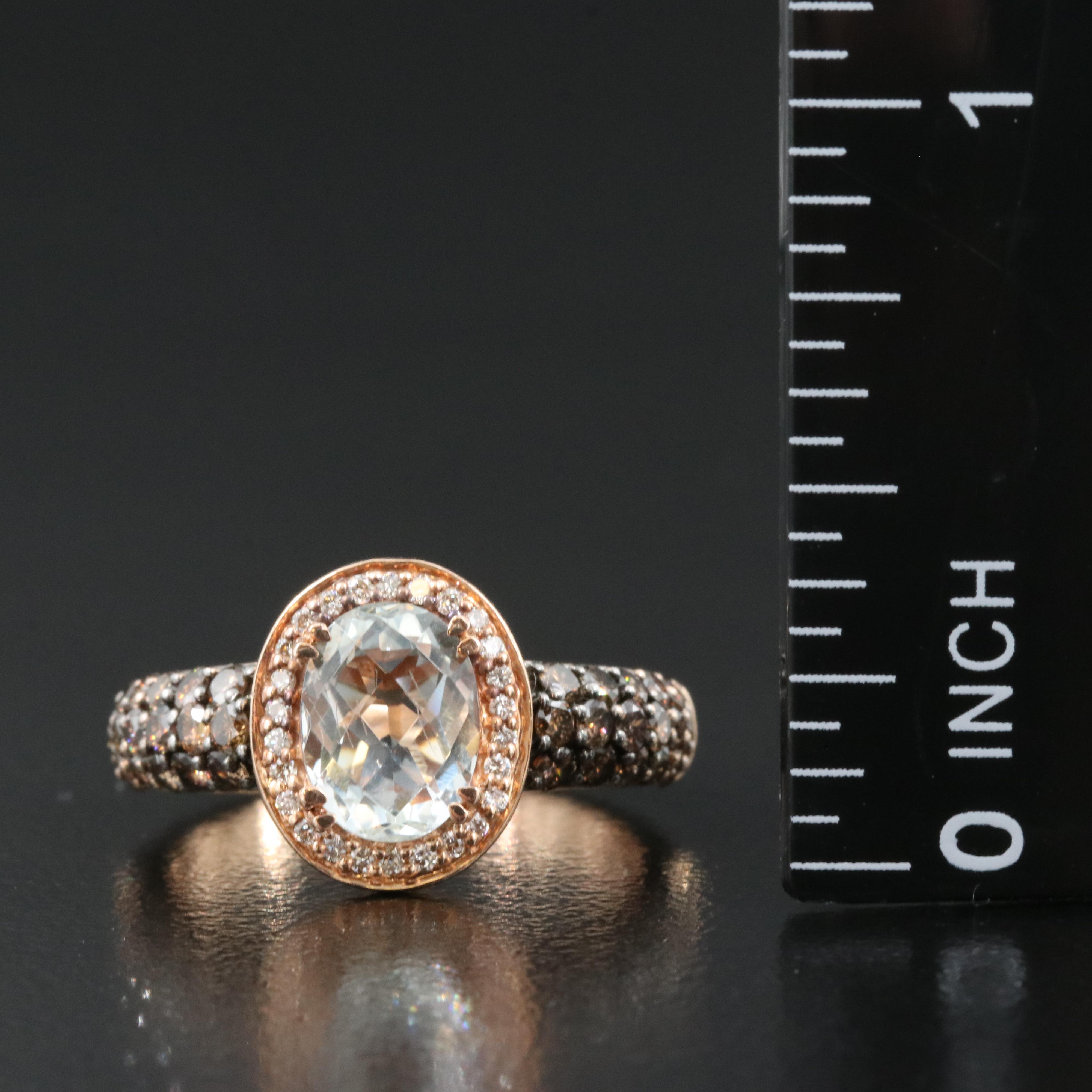 Le Vian 14K Rose Gold Aquamarine and Diamond Ring