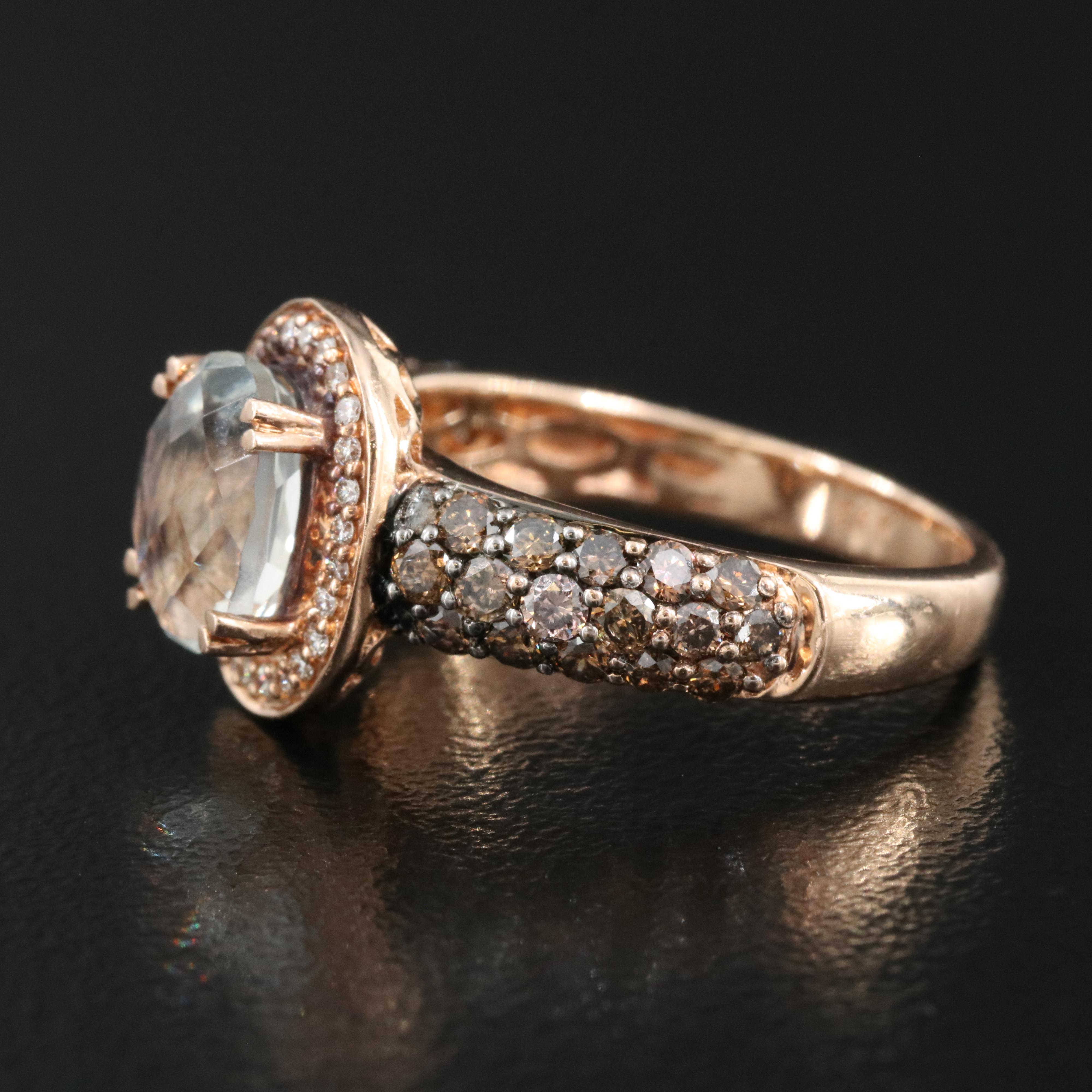 Le Vian 14K Rose Gold Aquamarine and Diamond Ring
