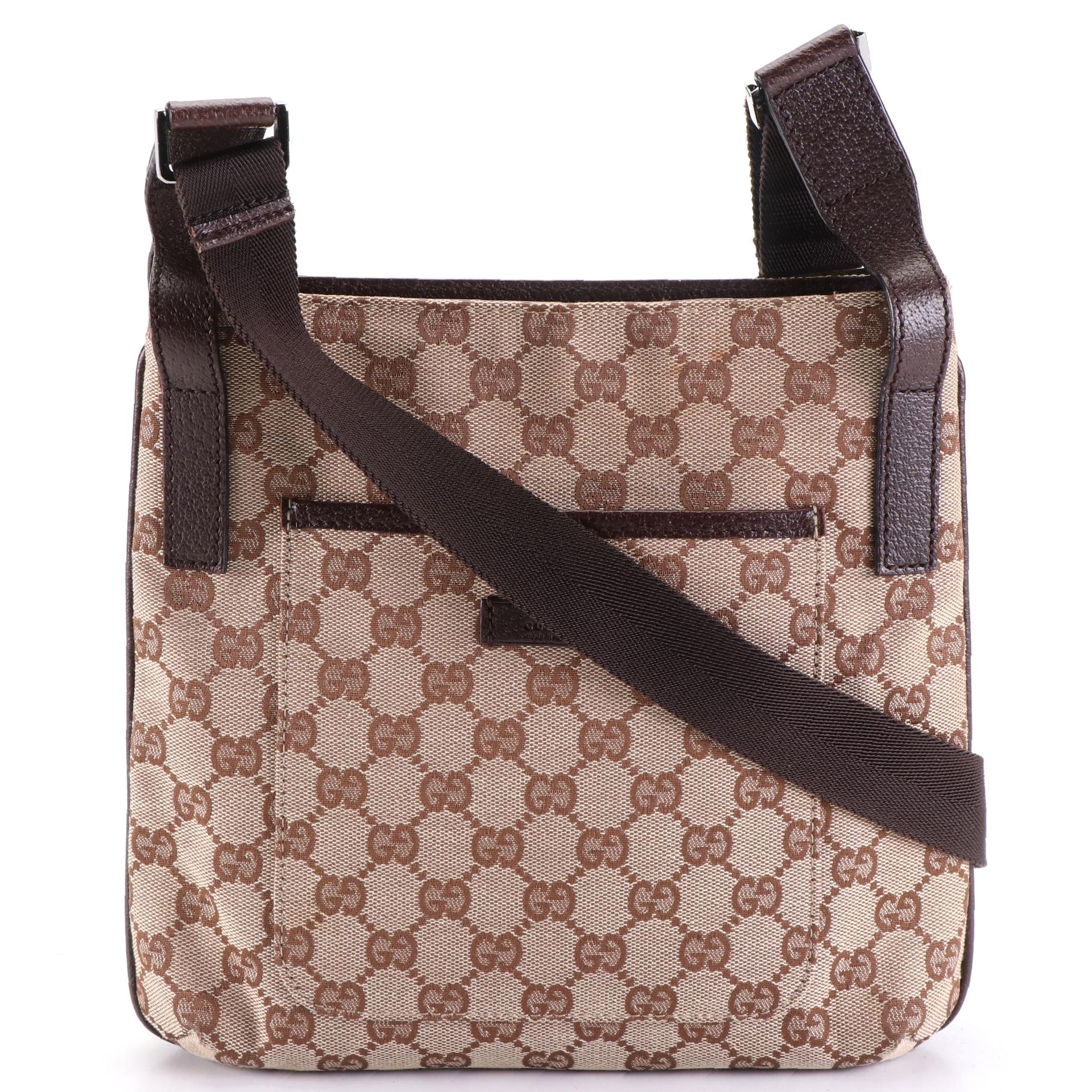 Gucci Crossbody Bag in GG Canvas and Cinghiale Leather