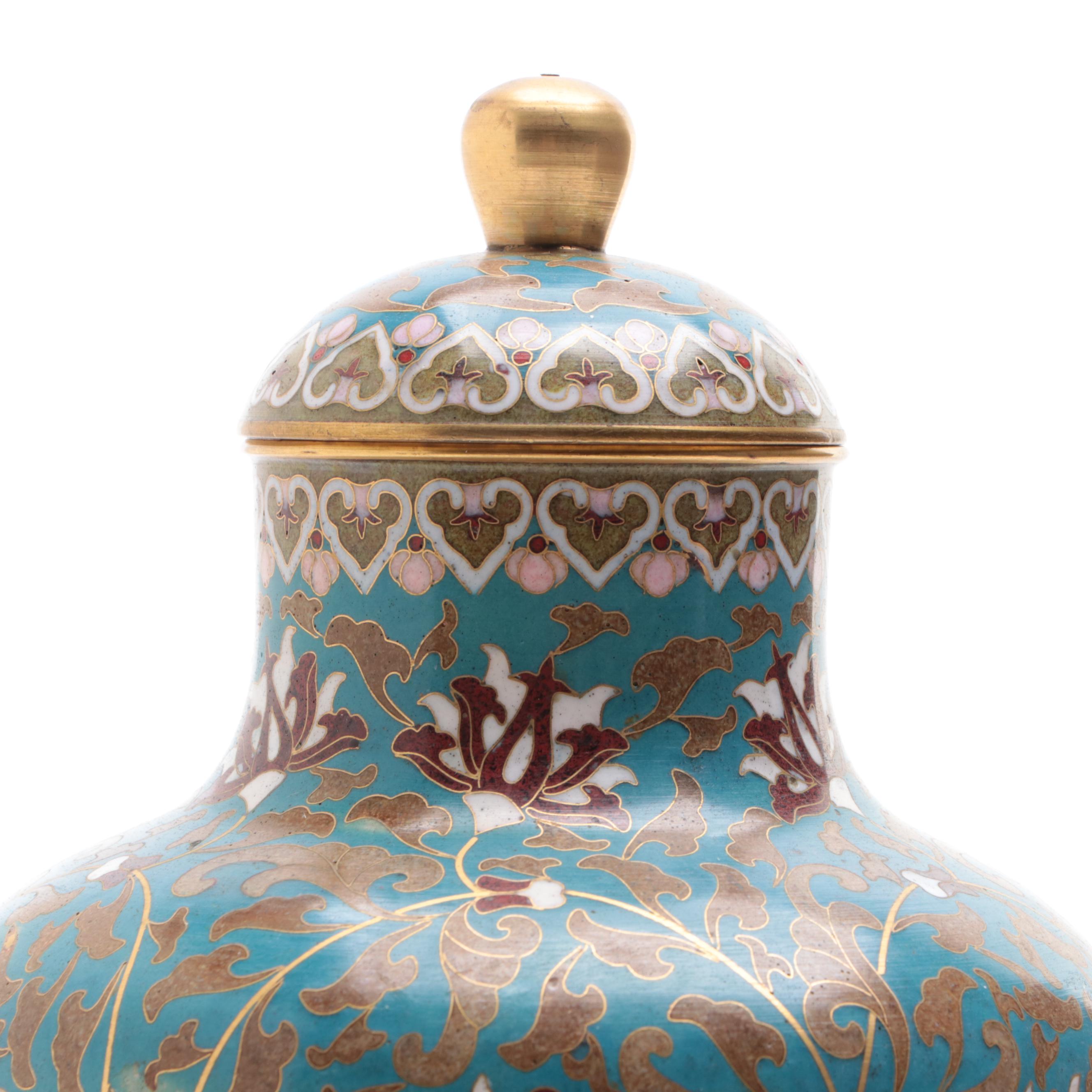 Chinese Cloisonne Covered Urn
