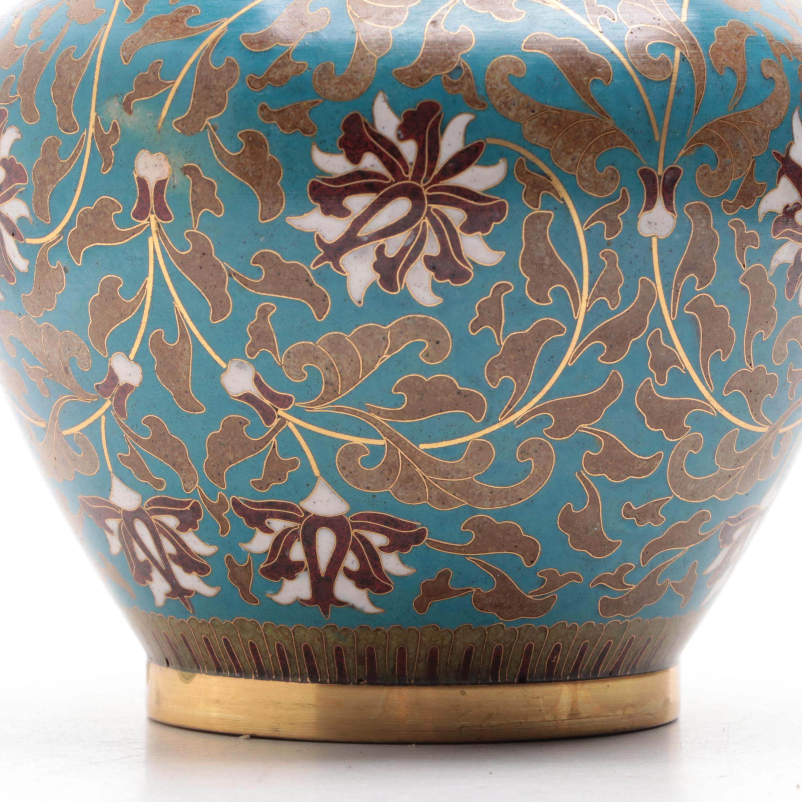 Chinese Cloisonne Covered Urn