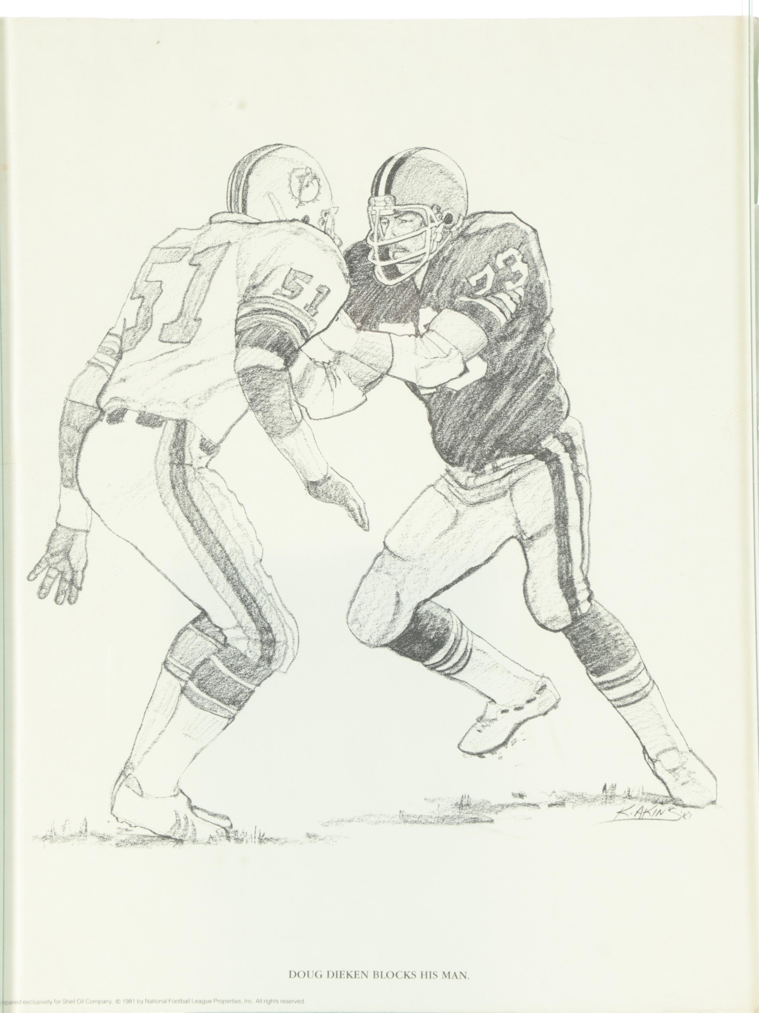 NFL "Greatest Moments" and Other Football Posters with Signed Ken Anderson