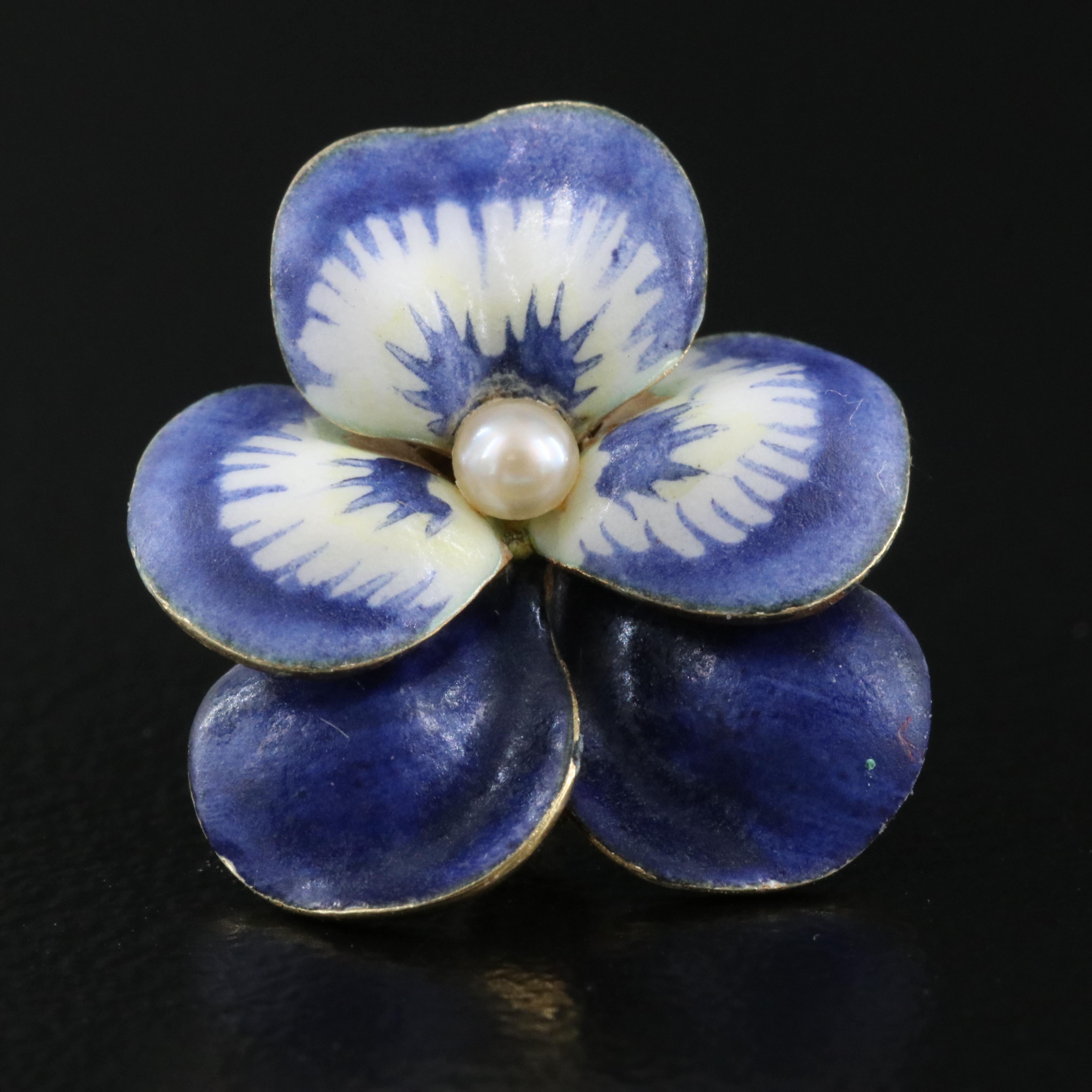 Vintage 14K AJ Hedges & Co 18K Pansy Earrings with 14K Pansy Brooch