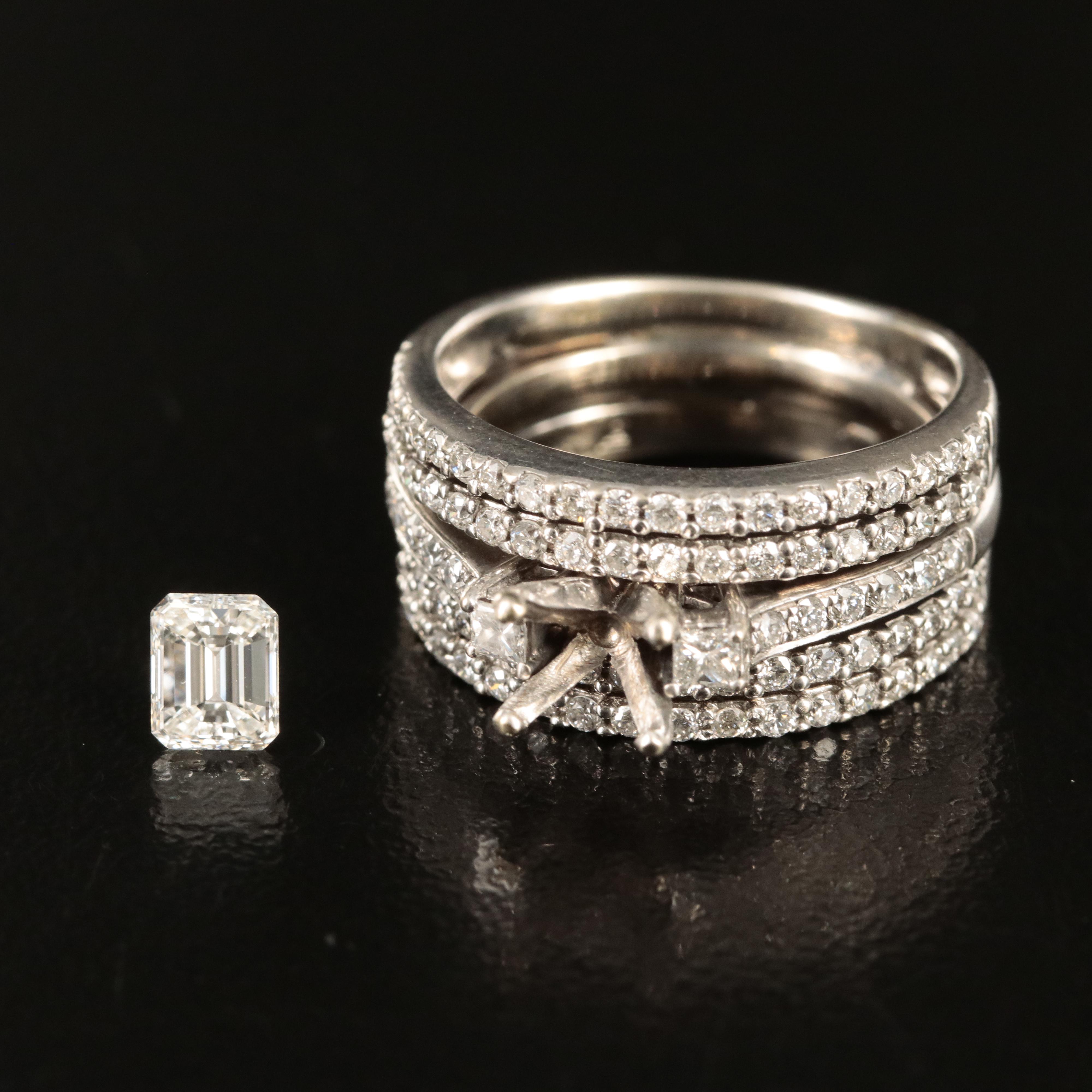 14K 0.79 CTW Diamond Semi Mount Ring with Loose 0.49 CT Diamond and GIA eReport