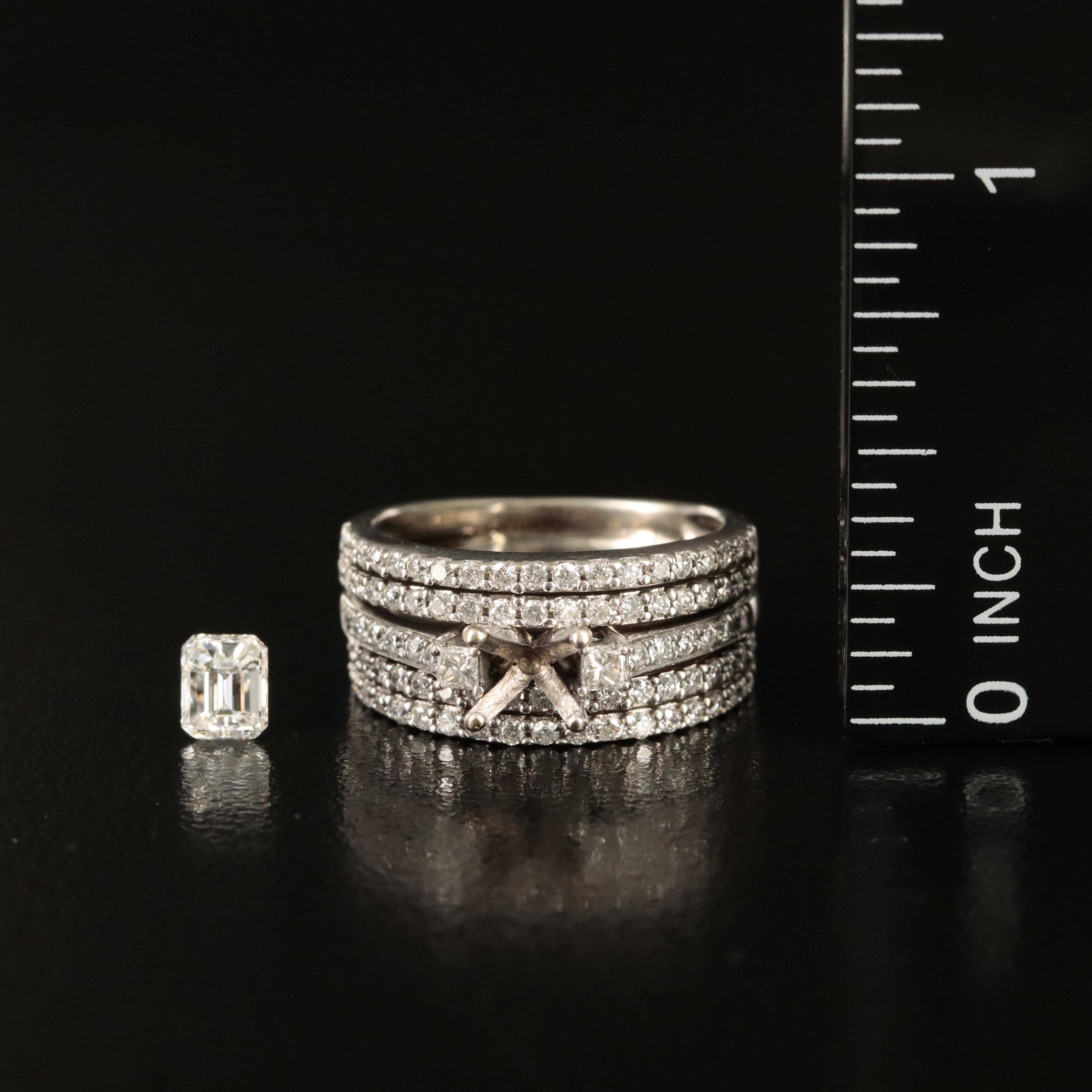 14K 0.79 CTW Diamond Semi Mount Ring with Loose 0.49 CT Diamond and GIA eReport