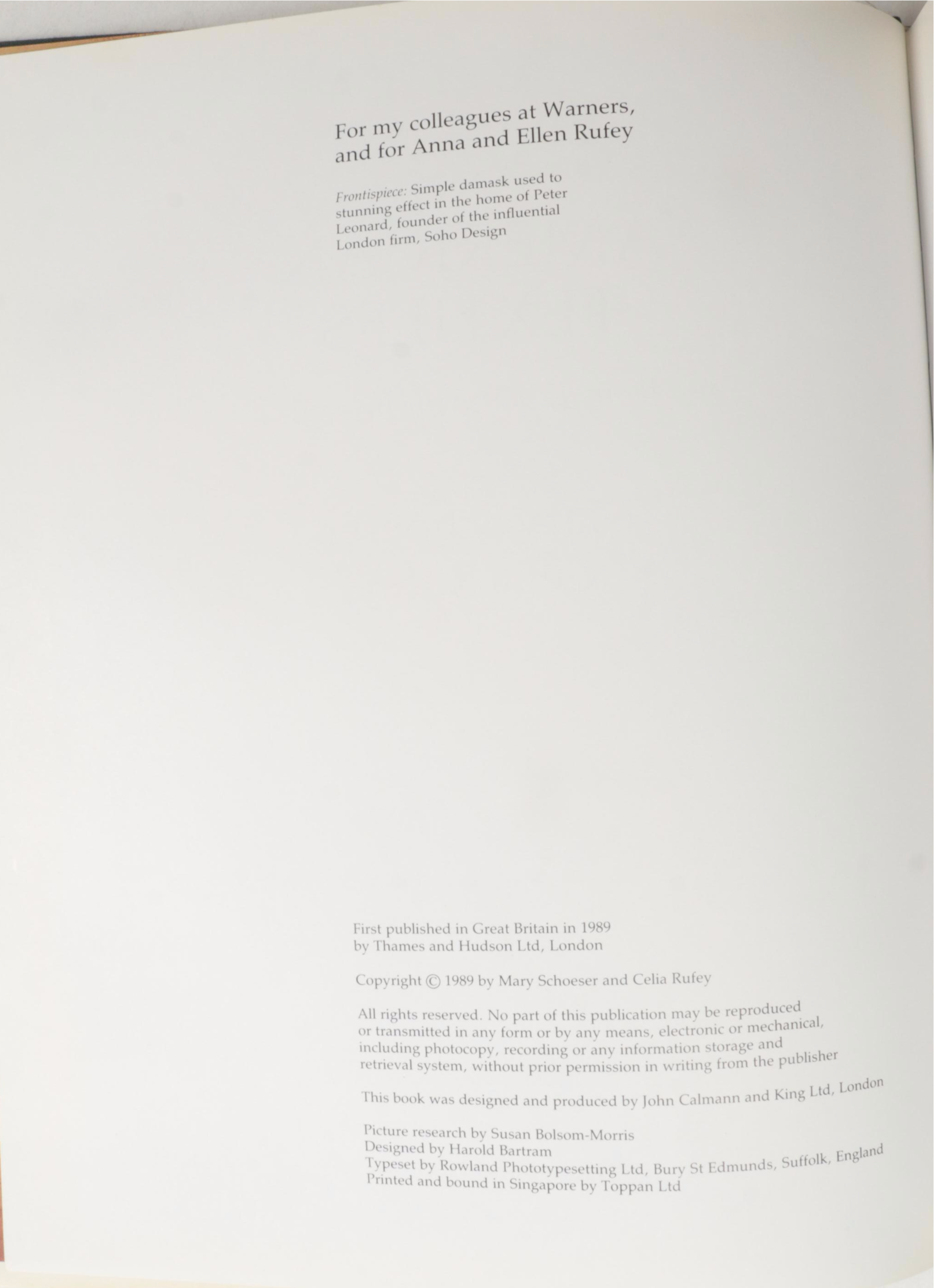 First UK Edition "English and American Textiles" and More Decorative Arts Books