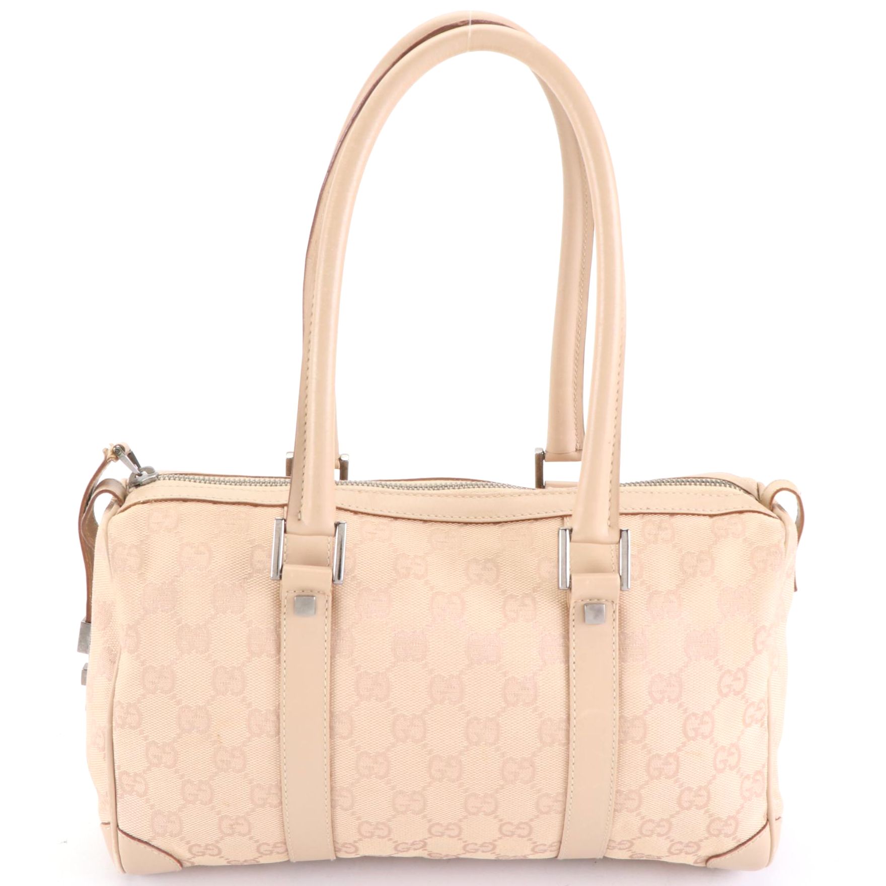 Gucci Boston Bag in GG Canvas and Leather