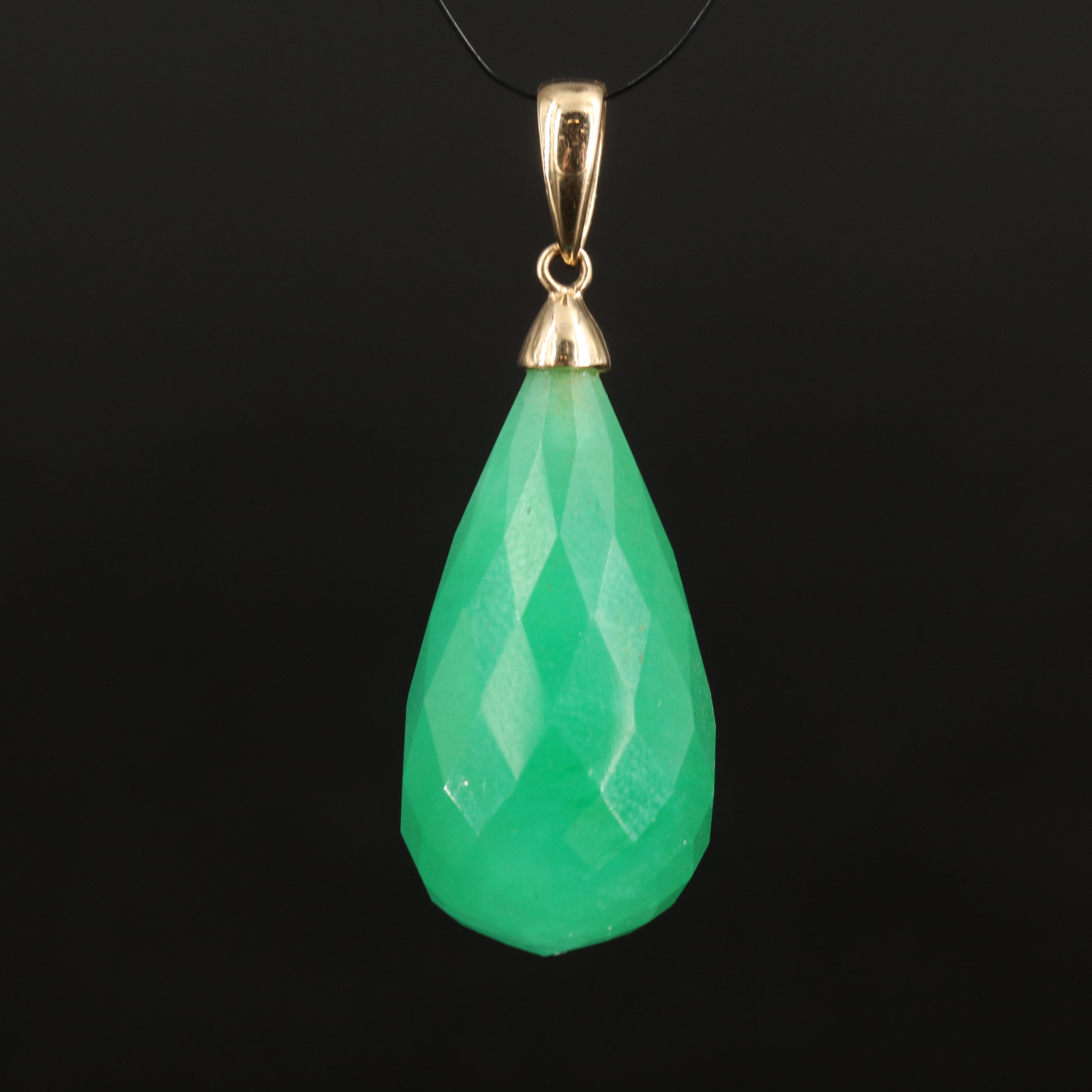 14K Quartzite Teardrop Pendant