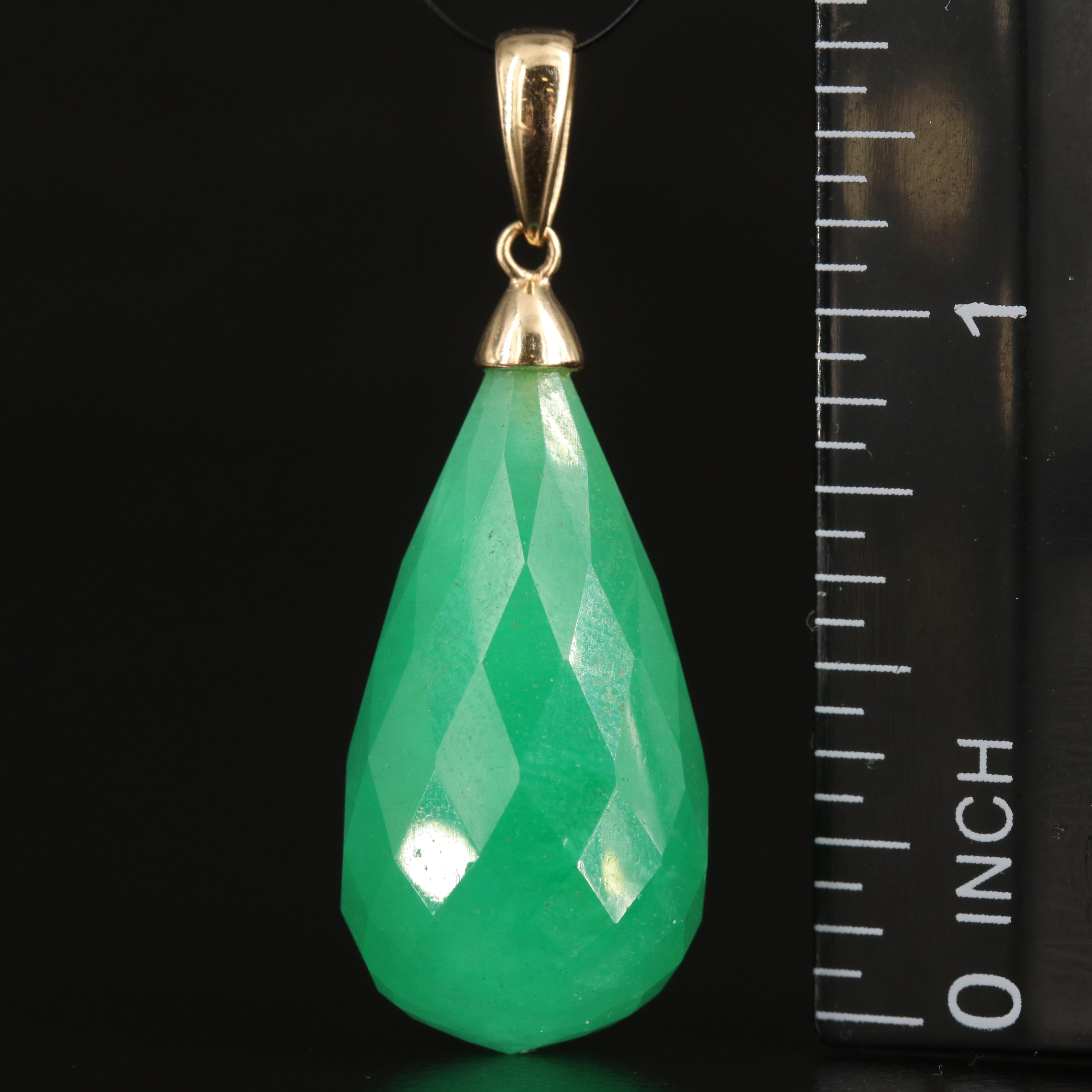 14K Quartzite Teardrop Pendant