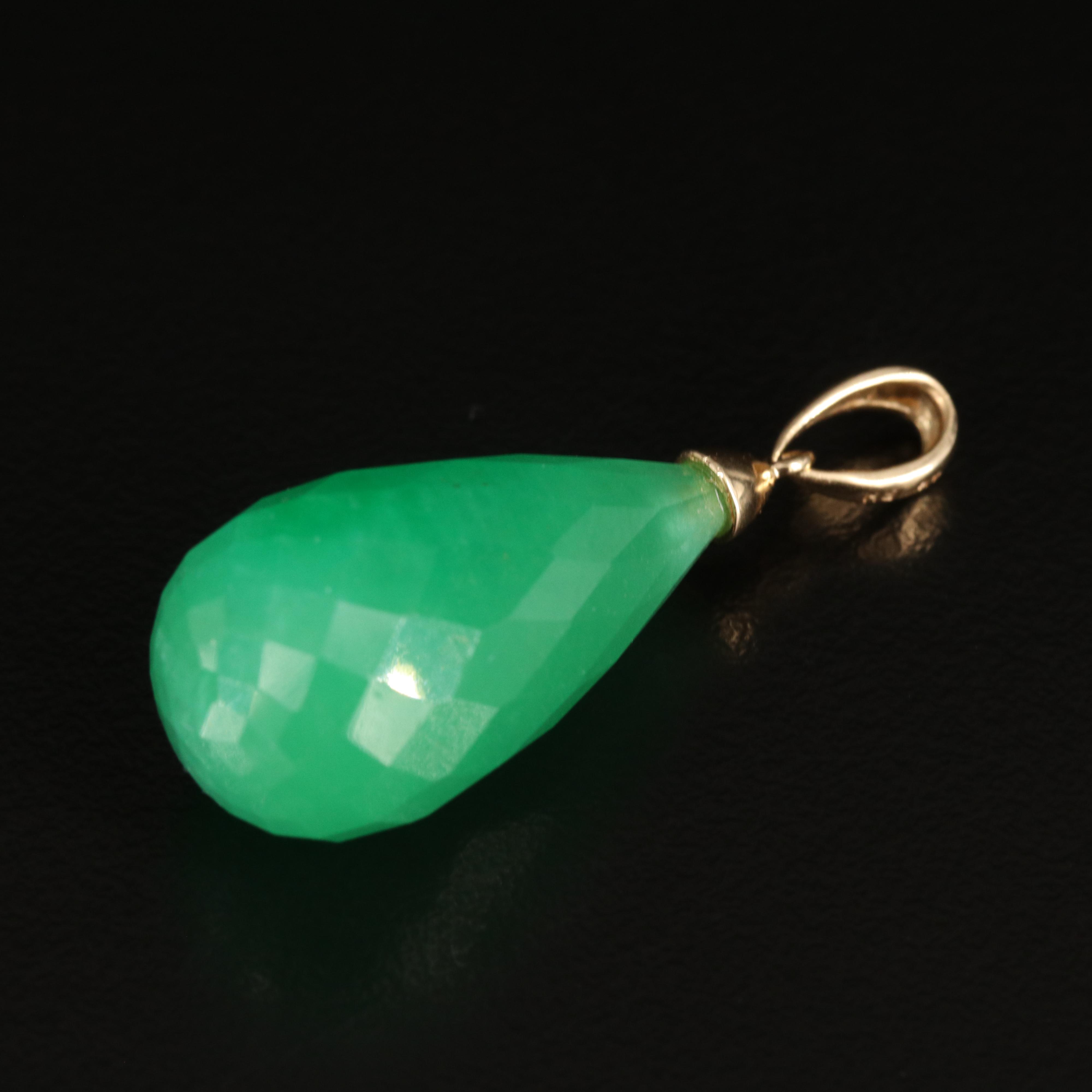 14K Quartzite Teardrop Pendant