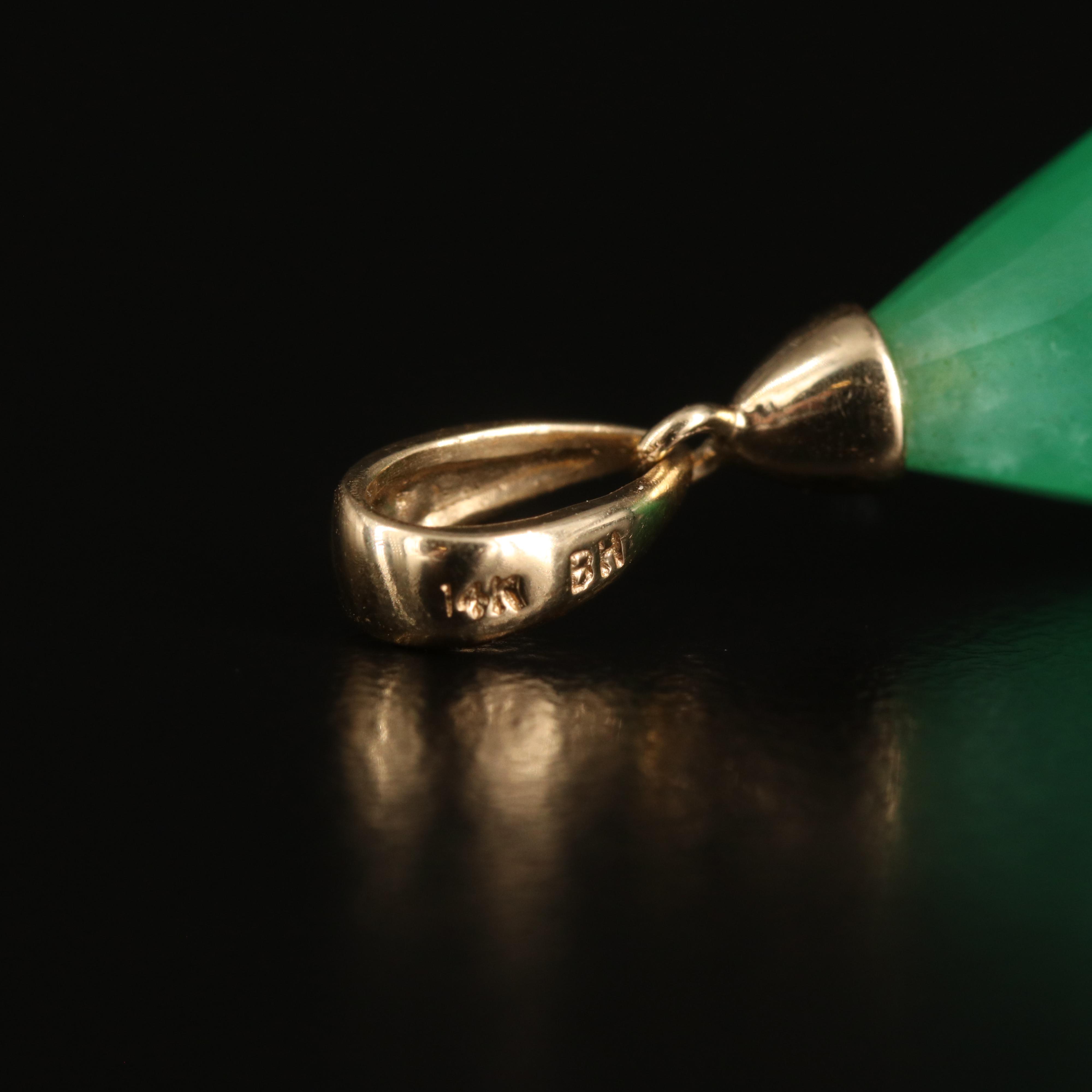 14K Quartzite Teardrop Pendant