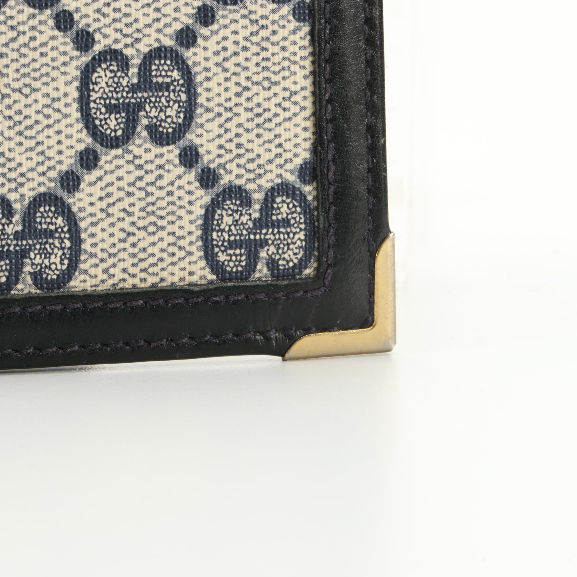 Gucci Checkbook Cover in Navy GG Supreme Canvas and Leather