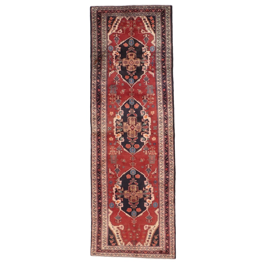 3'10 x 11'3 Hand-Knotted Persian Hamadan Carpet Runner Long Rug