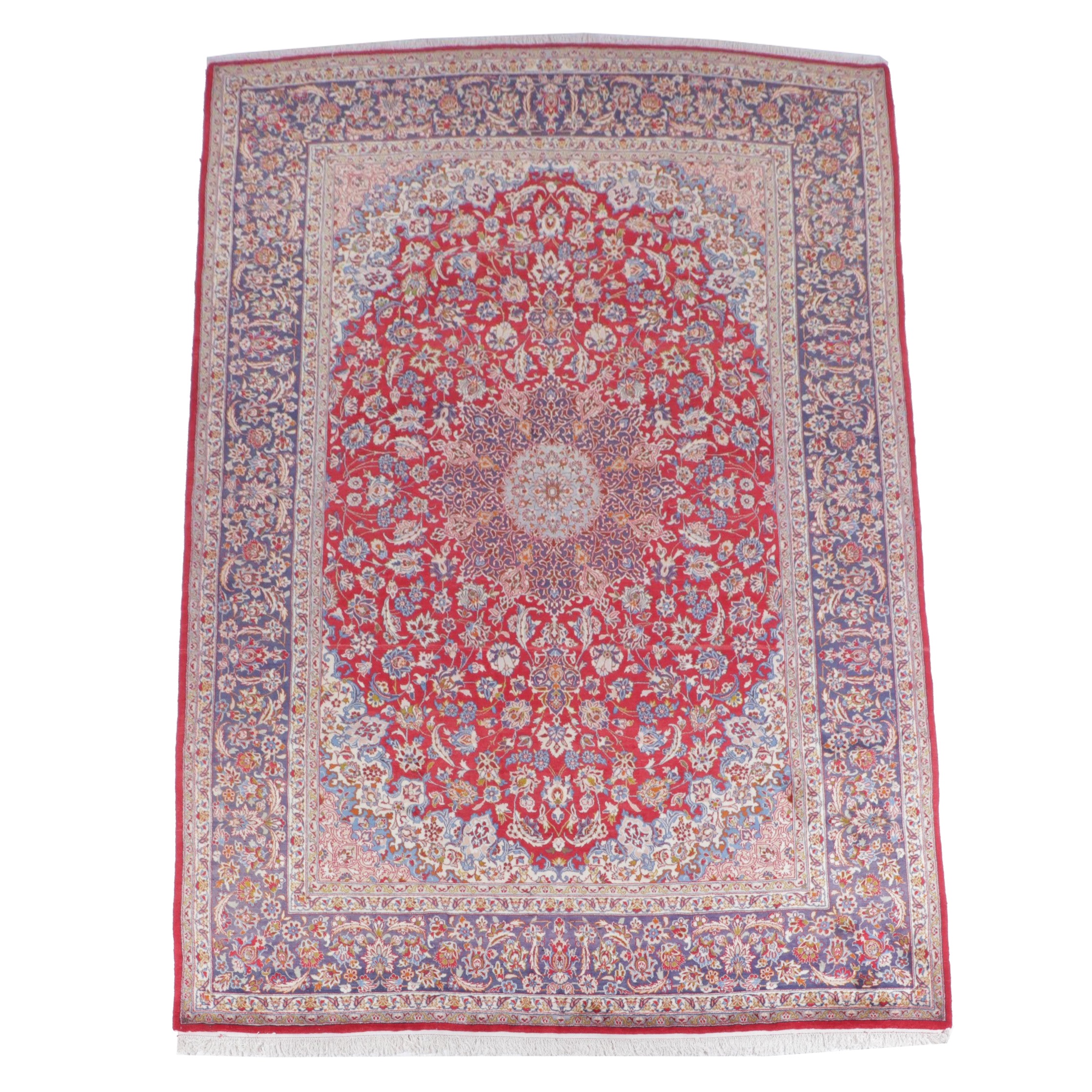 10'7 x 16'5 Hand-Knotted Persian Kashan Room Sized Rug