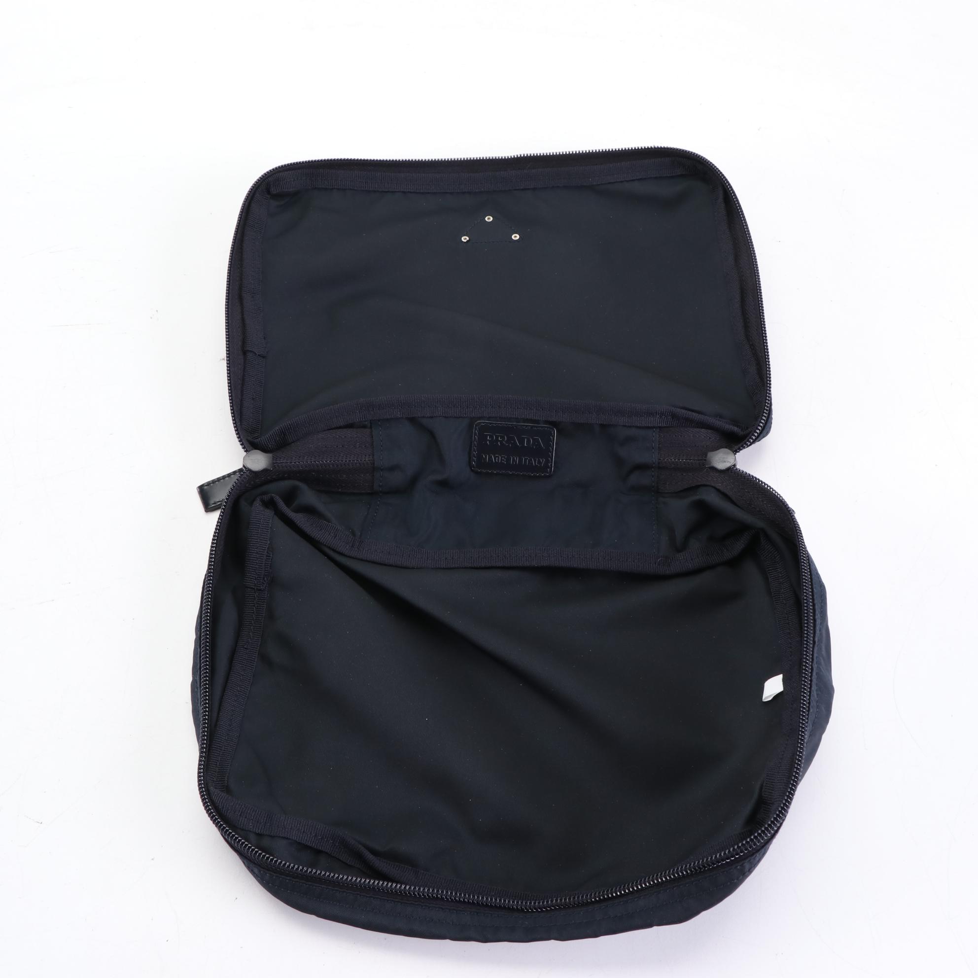 Prada Travel Zip Pouch in Navy Blue Nylon