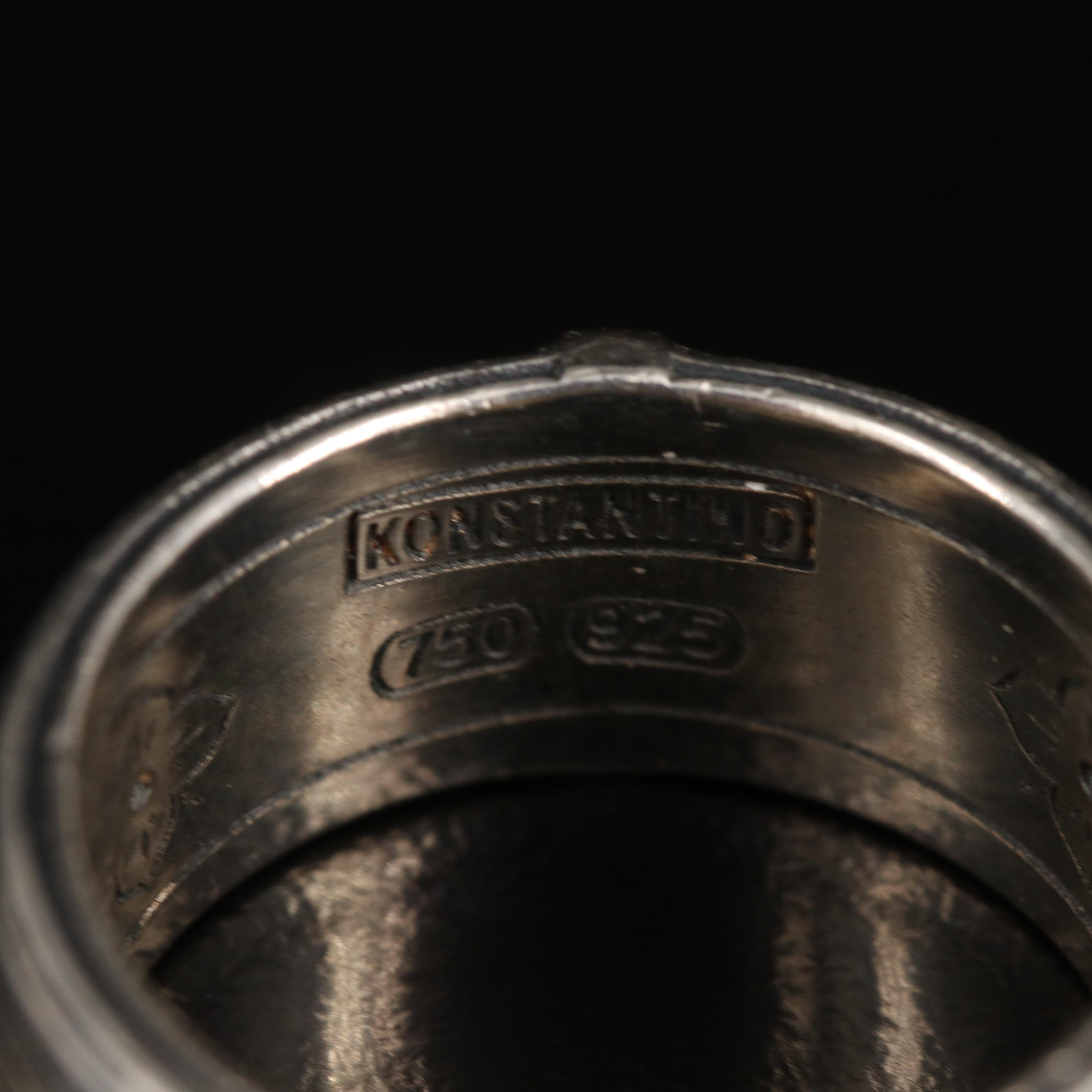 Konstantino "Delos" Sterling Black Diamond and Ruby Cigar Band with 18K Accents