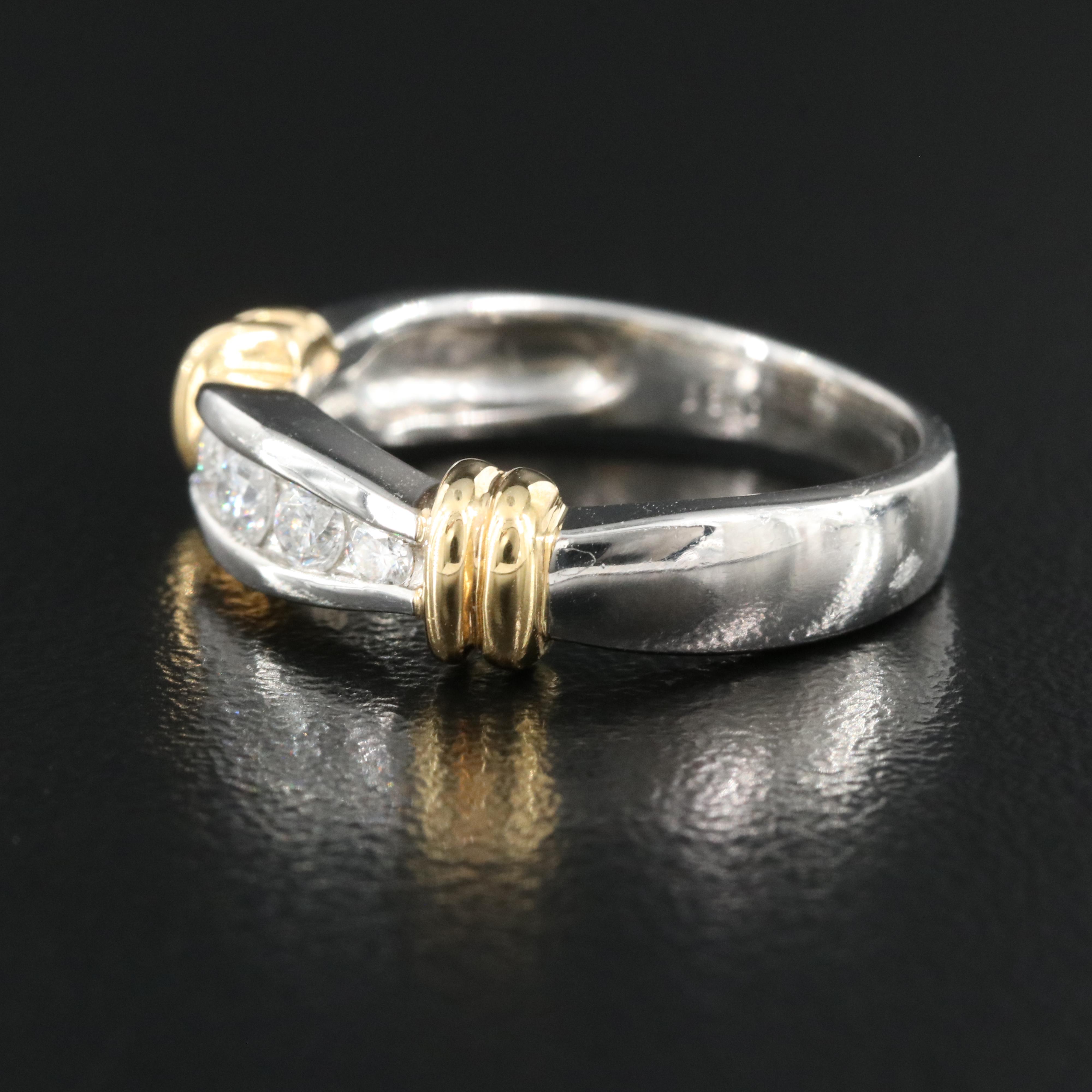 Platinum 0.31 CTW Diamond Ring with 18K Accents