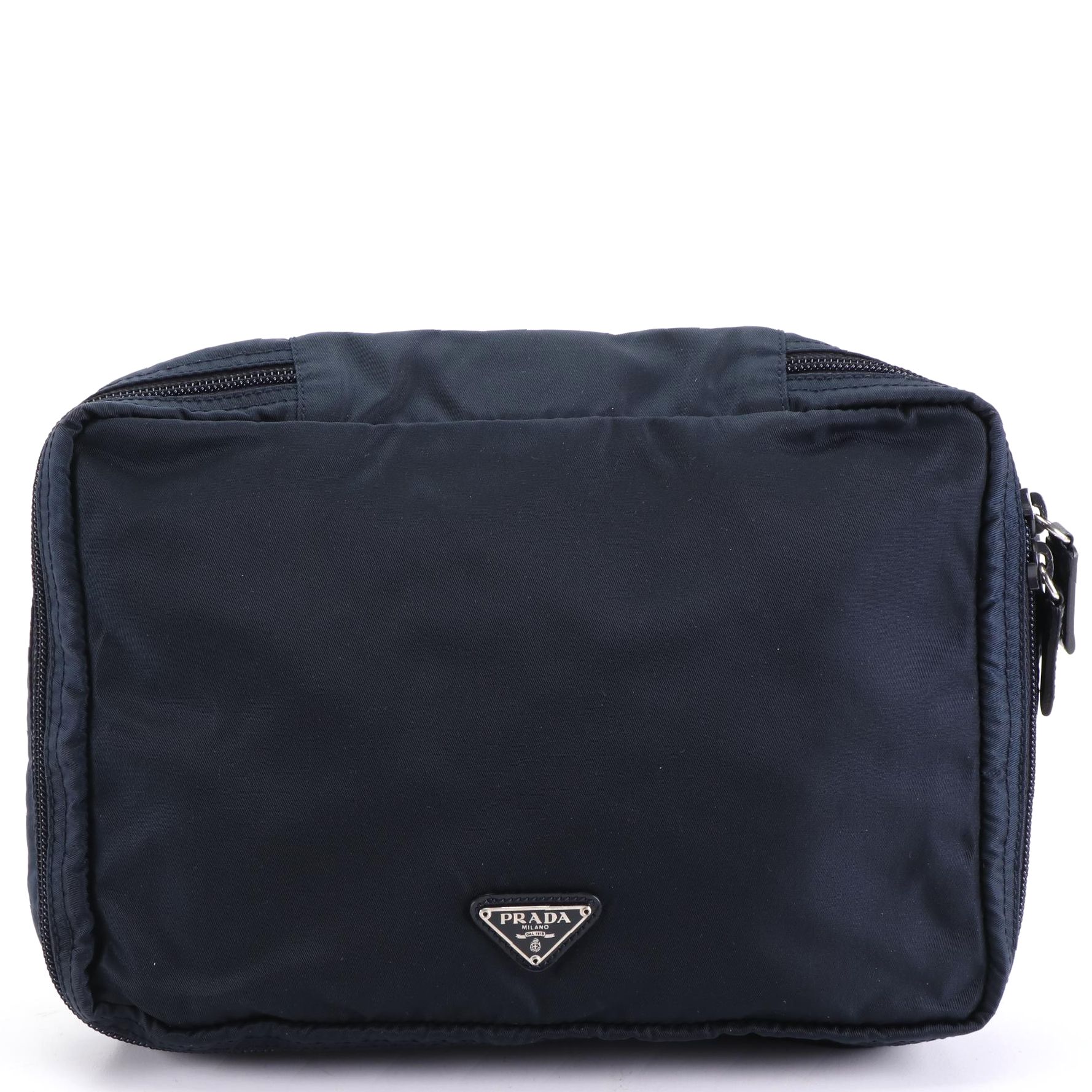 Prada Travel Zip Pouch in Navy Blue Nylon