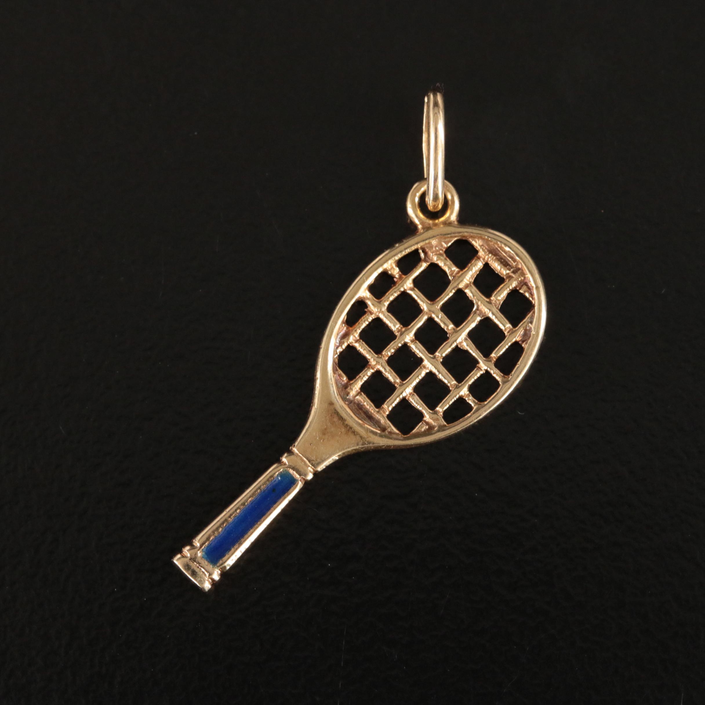 14K Tennis Racket Charm Pendant
