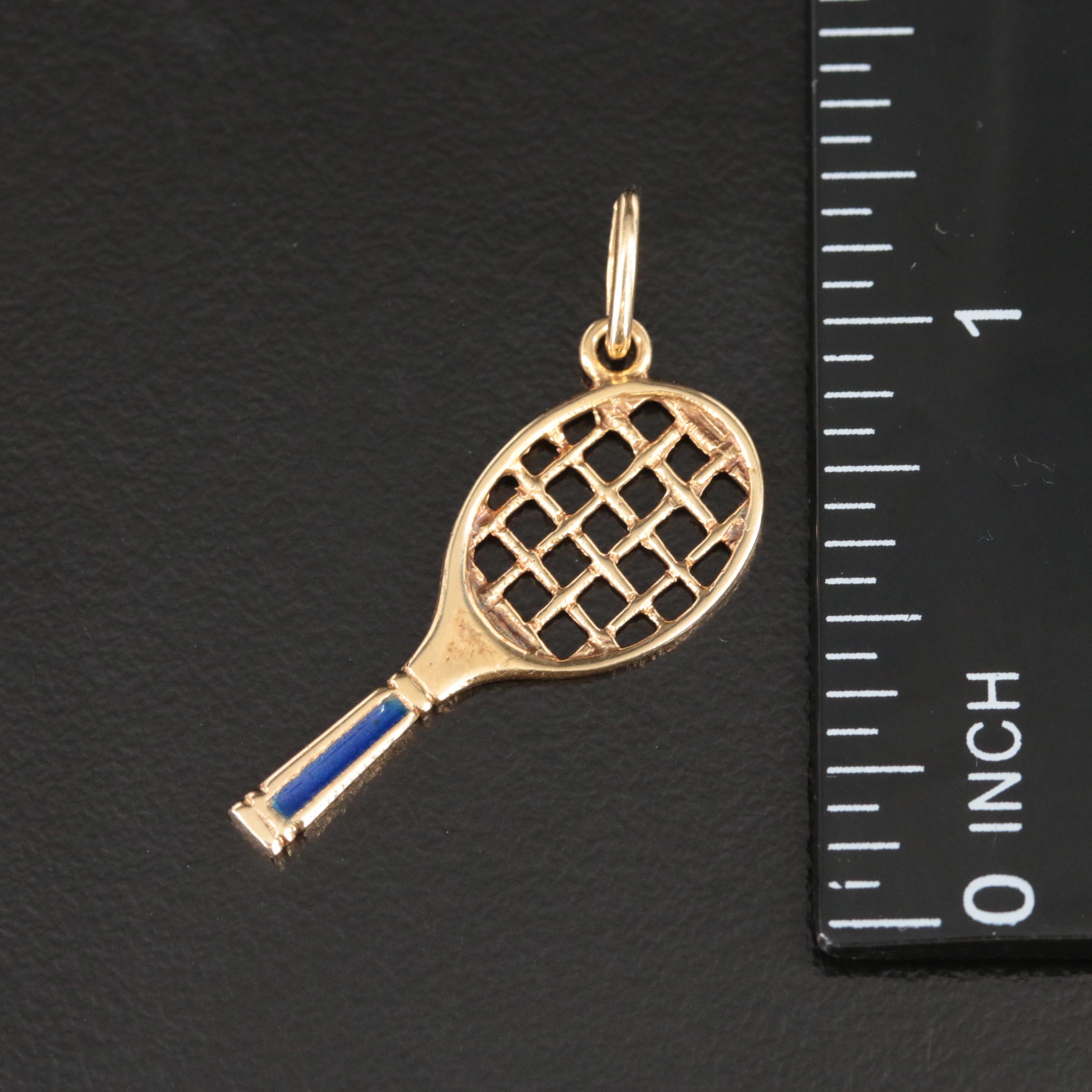 14K Tennis Racket Charm Pendant