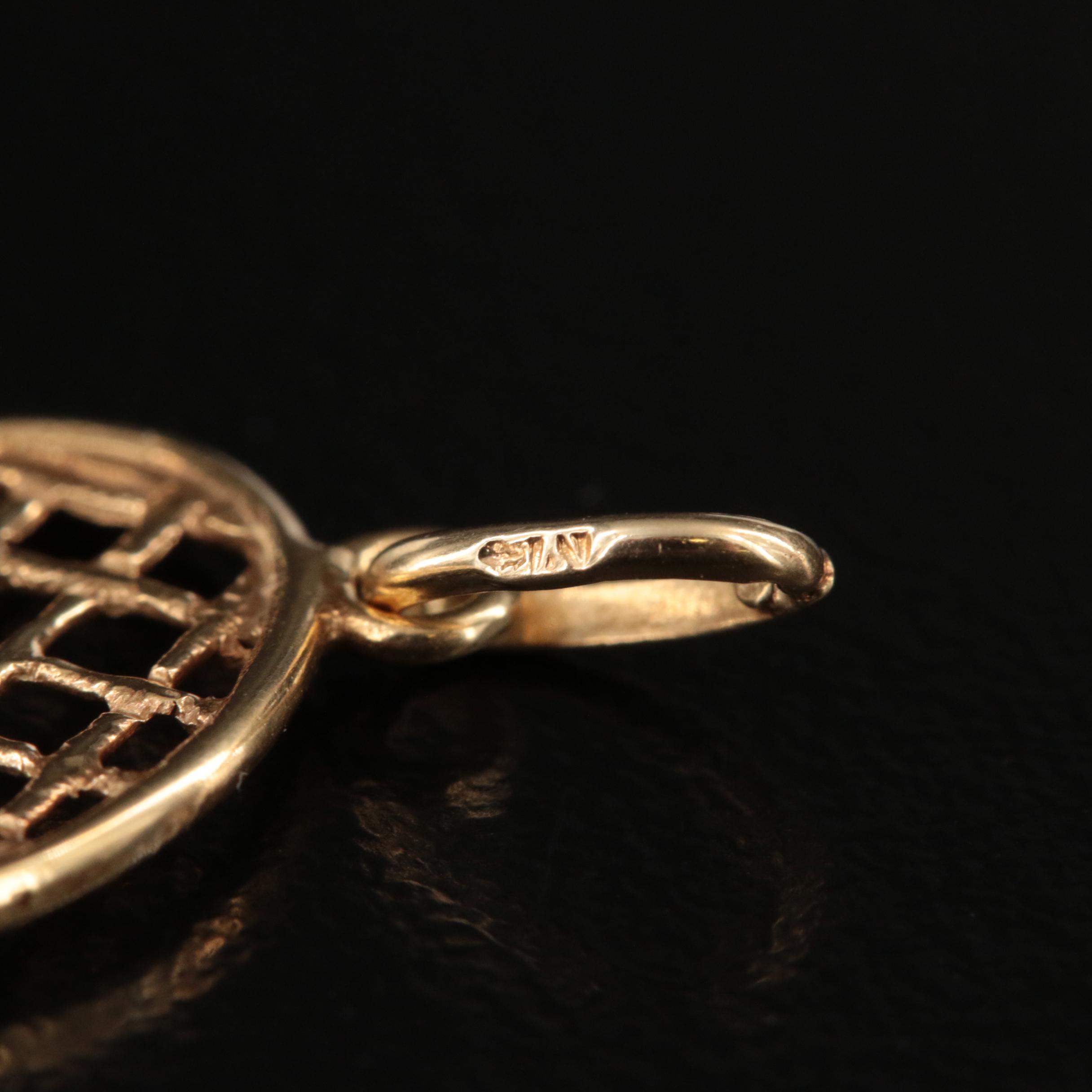 14K Tennis Racket Charm Pendant