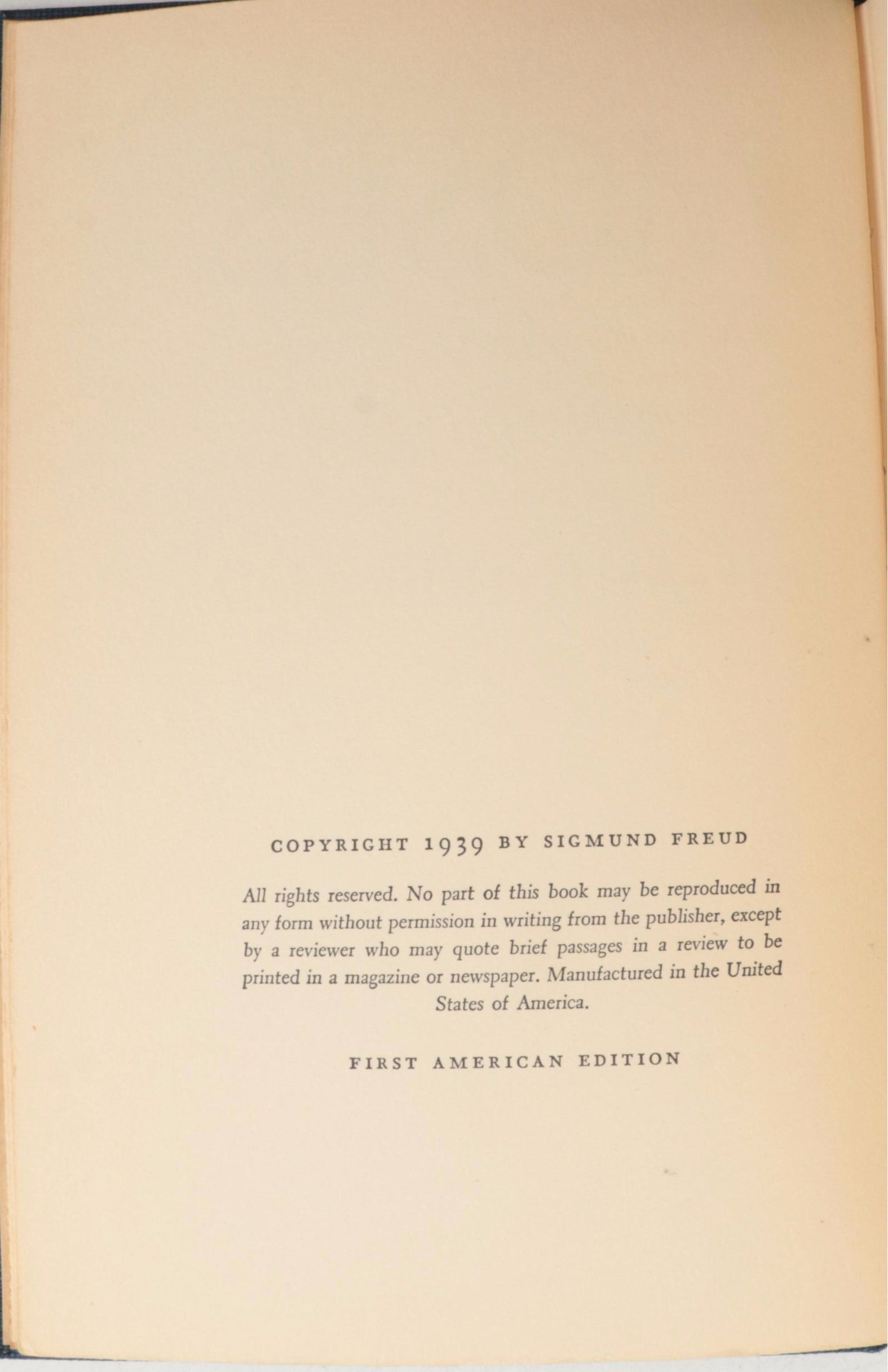 First American Edition "Moses and Monothesium" by Sigmund Freud and More
