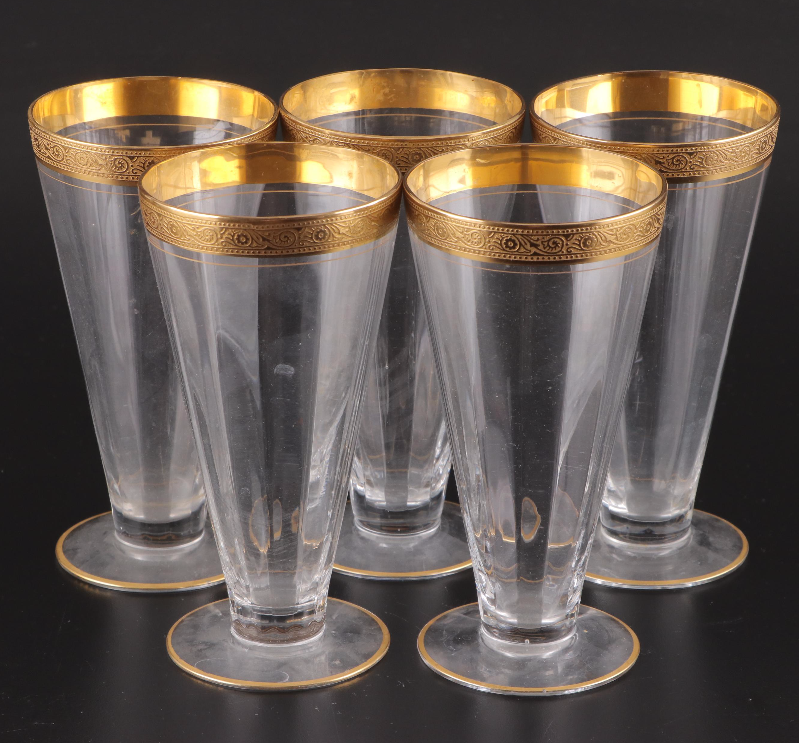 Tiffin-Franciscan "Minton" Gilt Encrusted Optic Glass Drinkware, 1930-1967