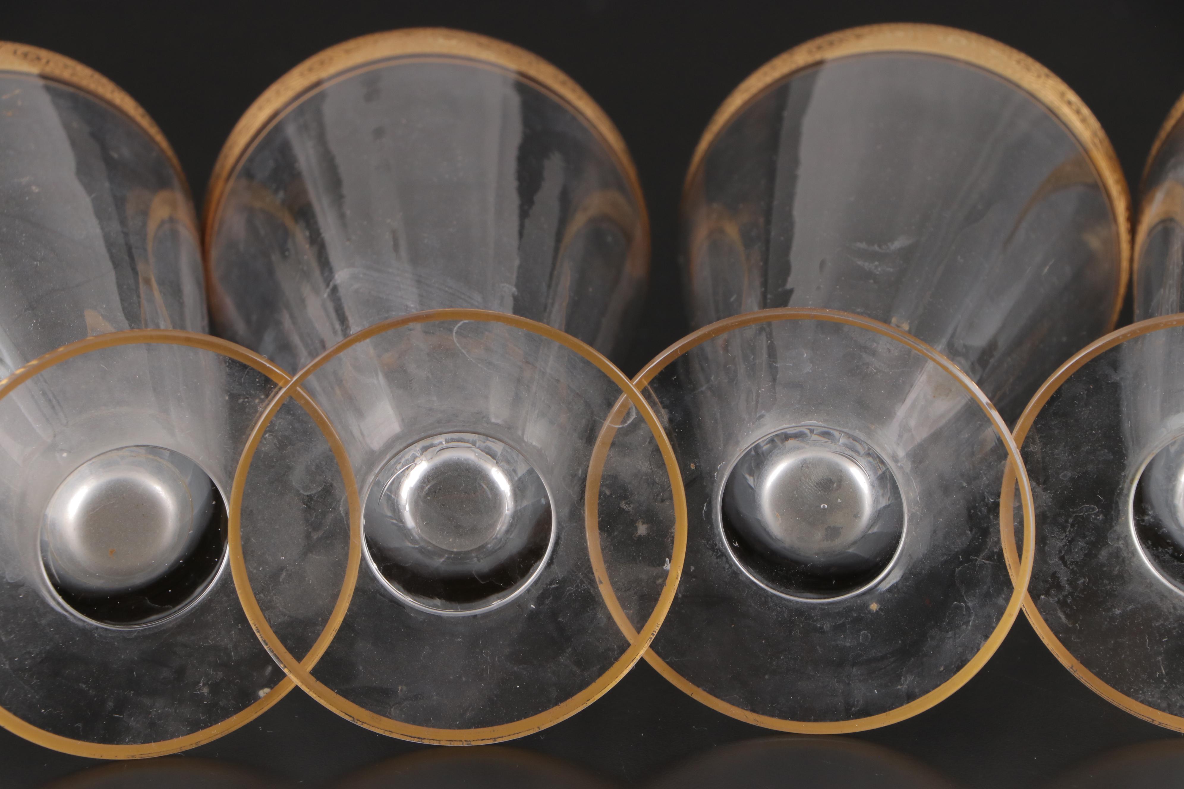 Tiffin-Franciscan "Minton" Gilt Encrusted Optic Glass Drinkware, 1930-1967