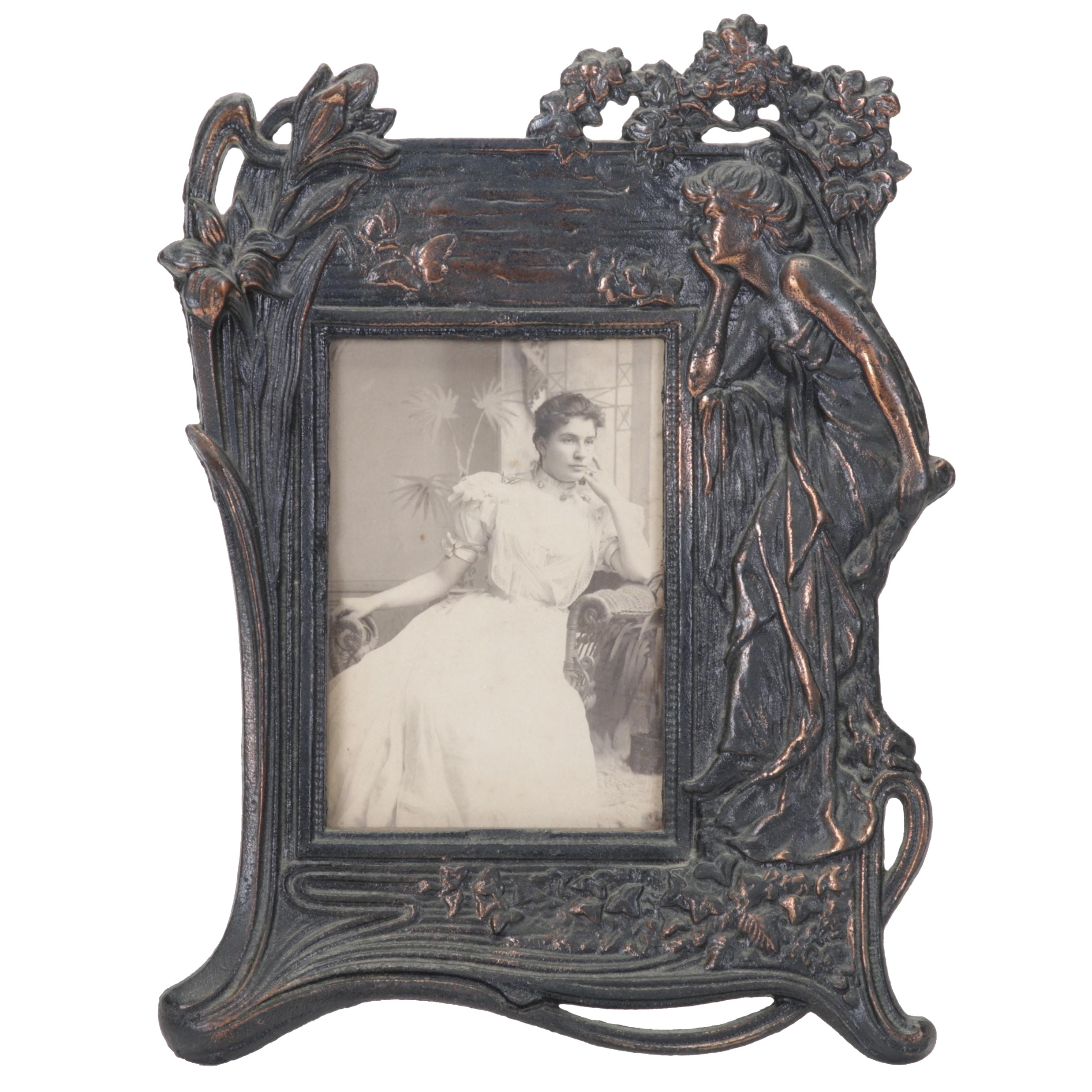 Cast Iron Art Nouveau Picture Frame, Early to Mid 20th Century