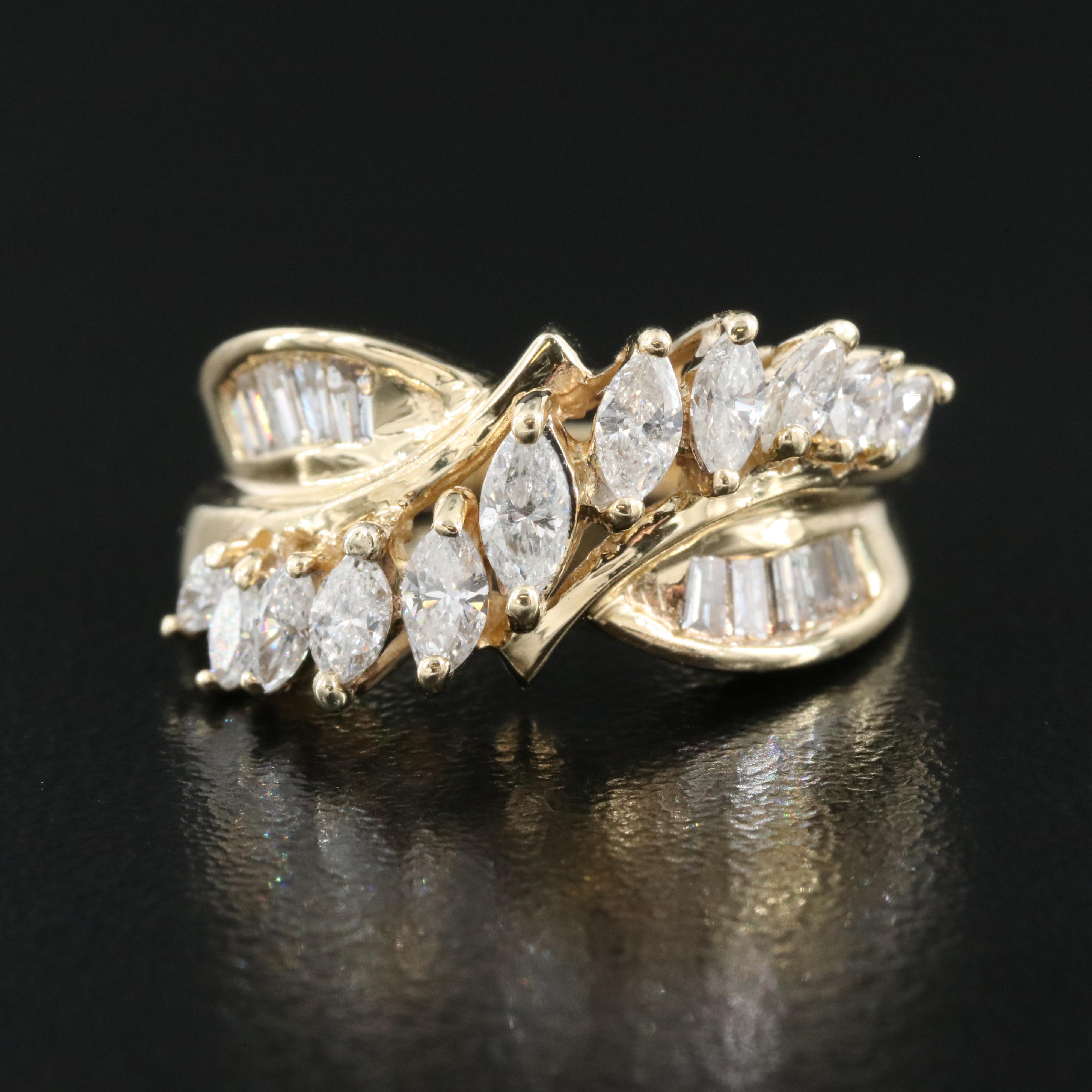 14K 1.11 CTW Diamond Crossover Ring