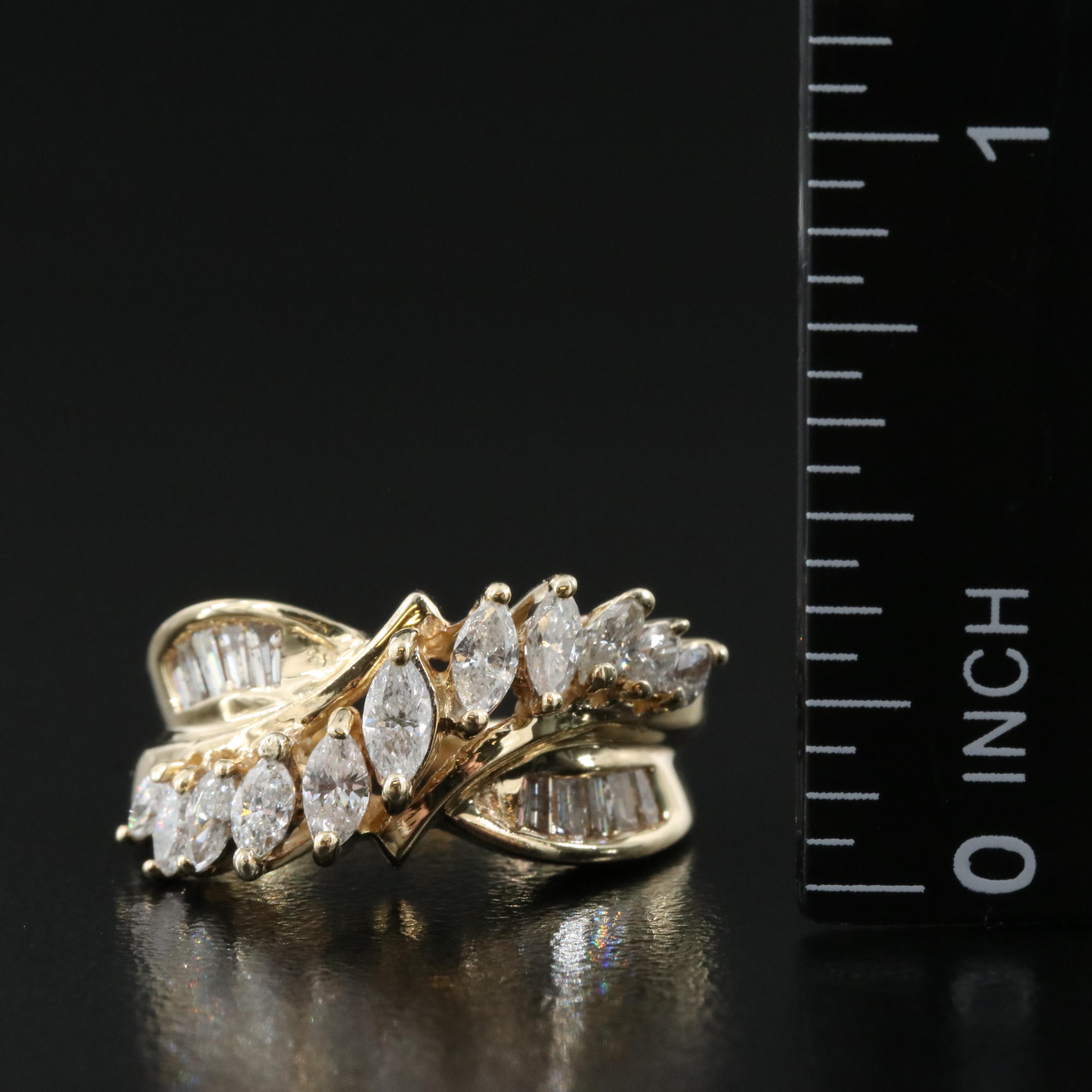 14K 1.11 CTW Diamond Crossover Ring