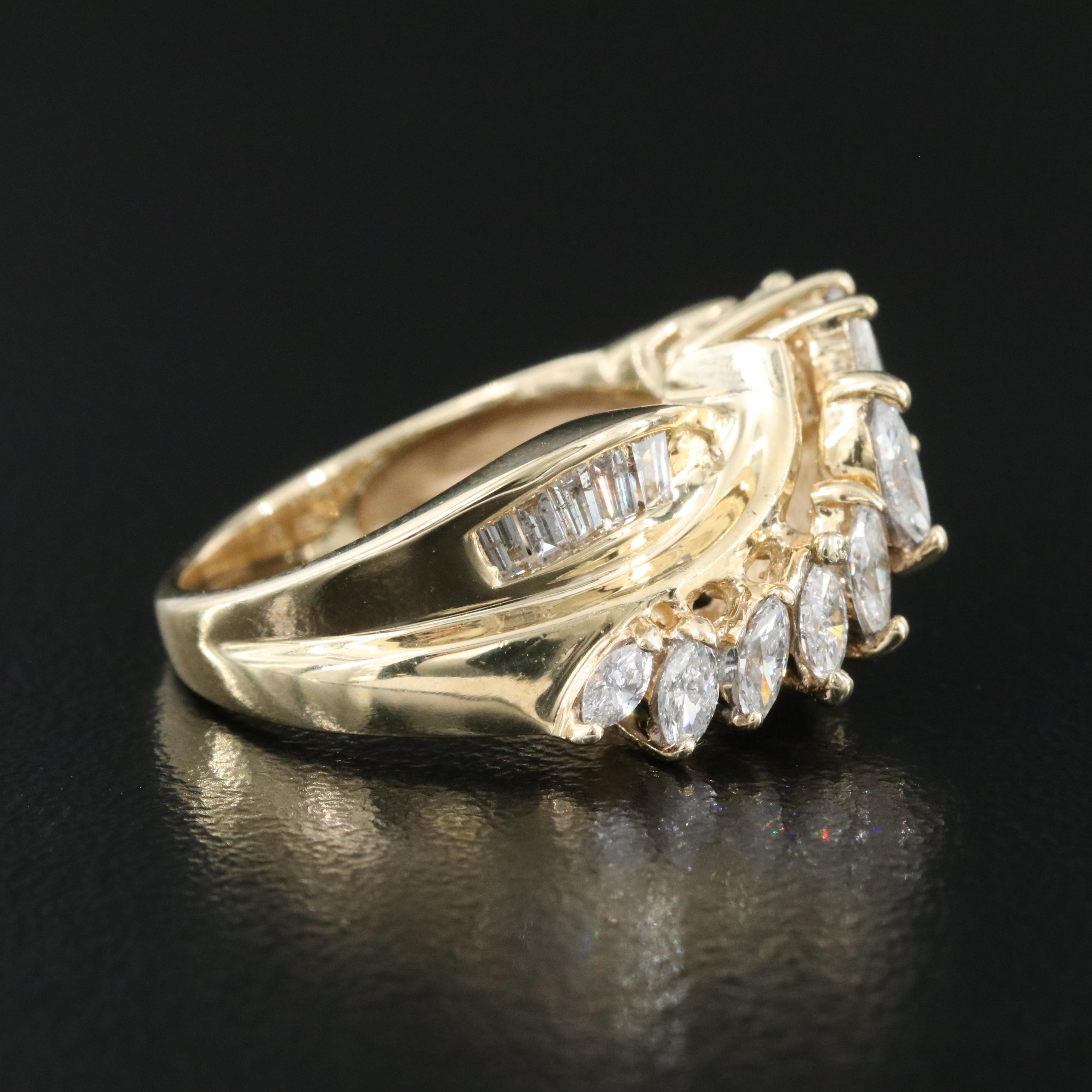 14K 1.11 CTW Diamond Crossover Ring